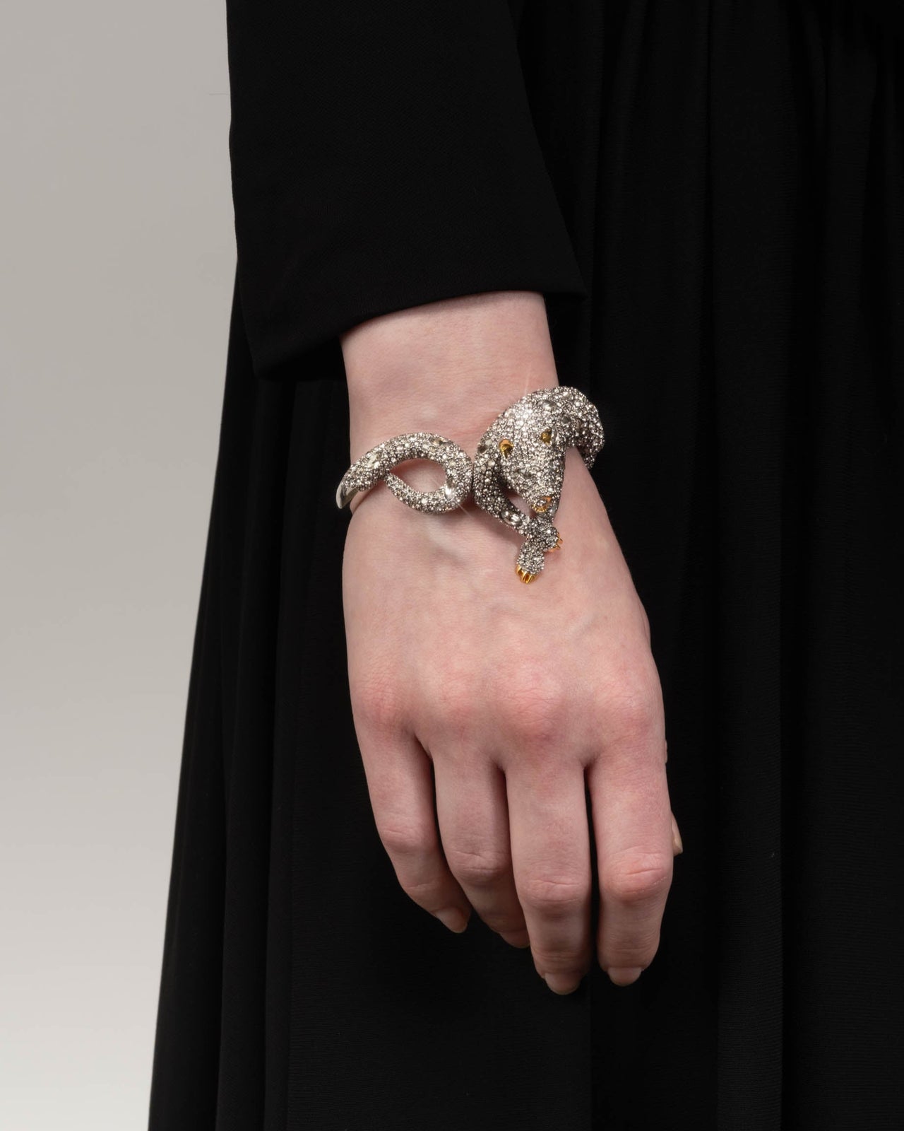 Crystal Pave Crouching Panther Hinge Bracelet - Photo 2