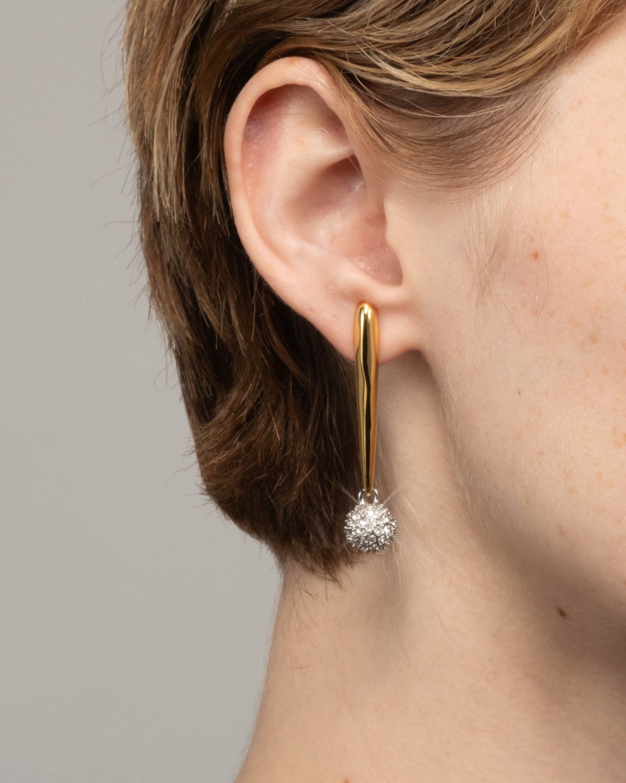 Crystal Pave Orb Drop Earring - Photo 2