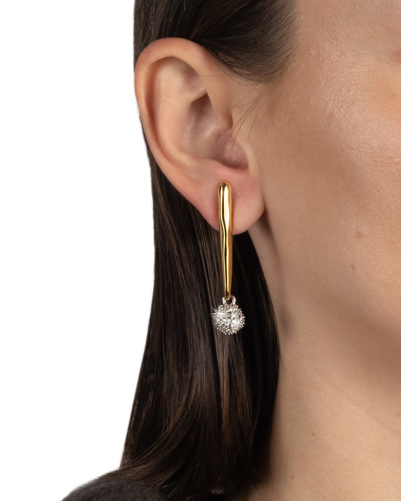 Crystal Pave Orb Drop Earring - Photo 2