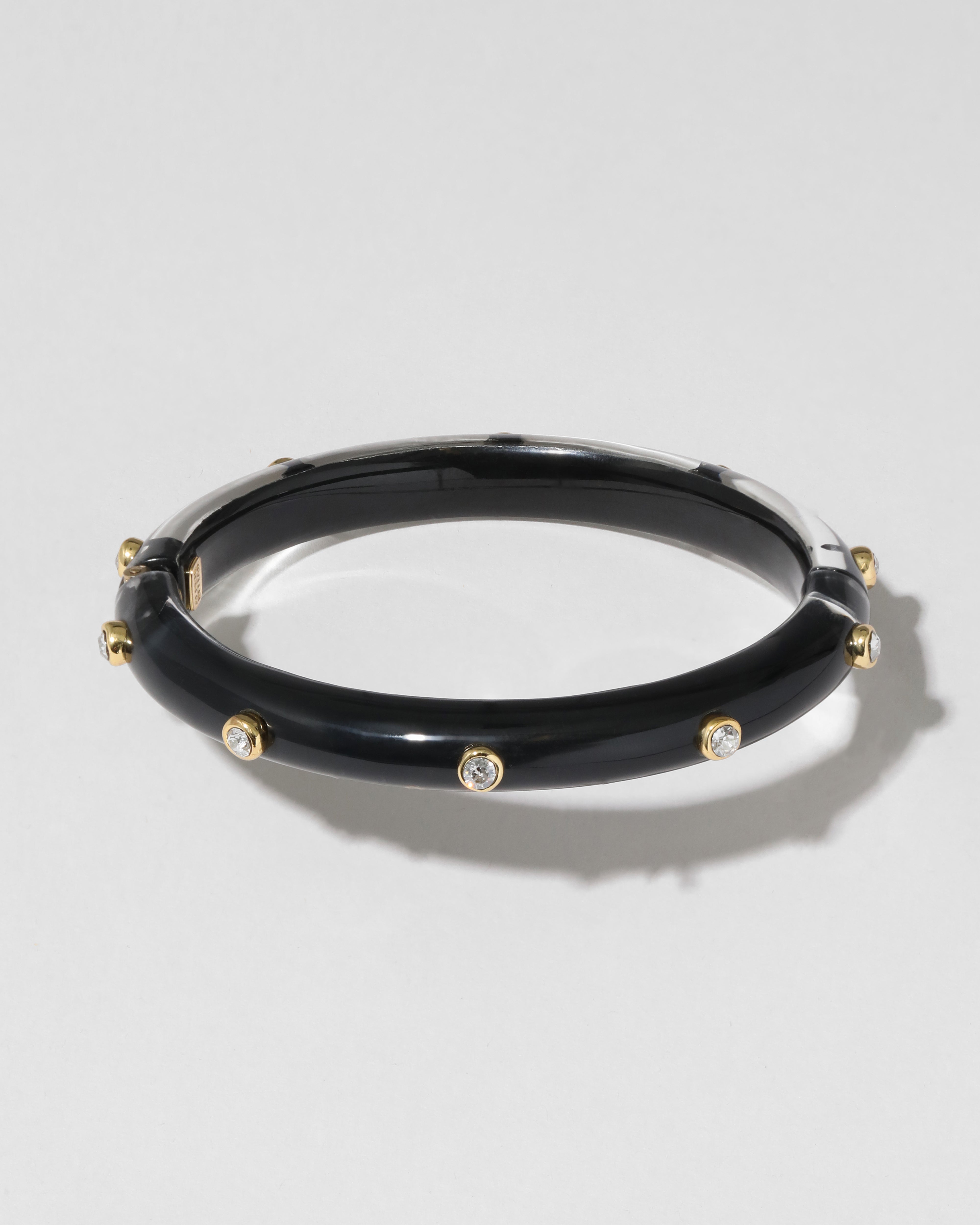 Crystal Studded Lucite Hinge Bracelet Onyx