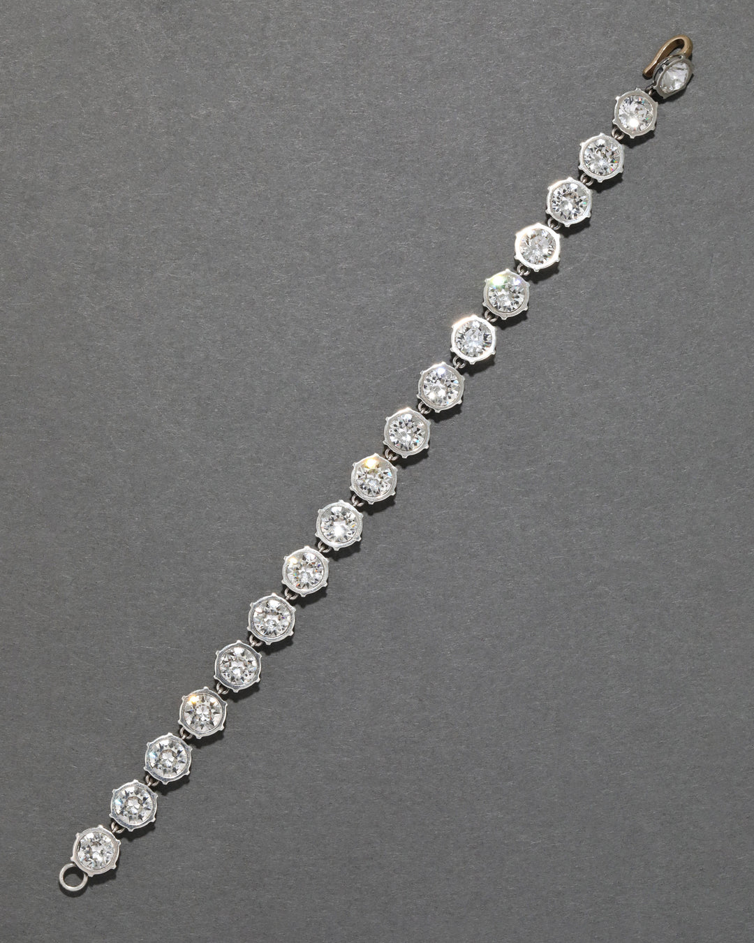 Sterling Silver & 14k Gold Cut Luminous Crystal Tennis Bracelet