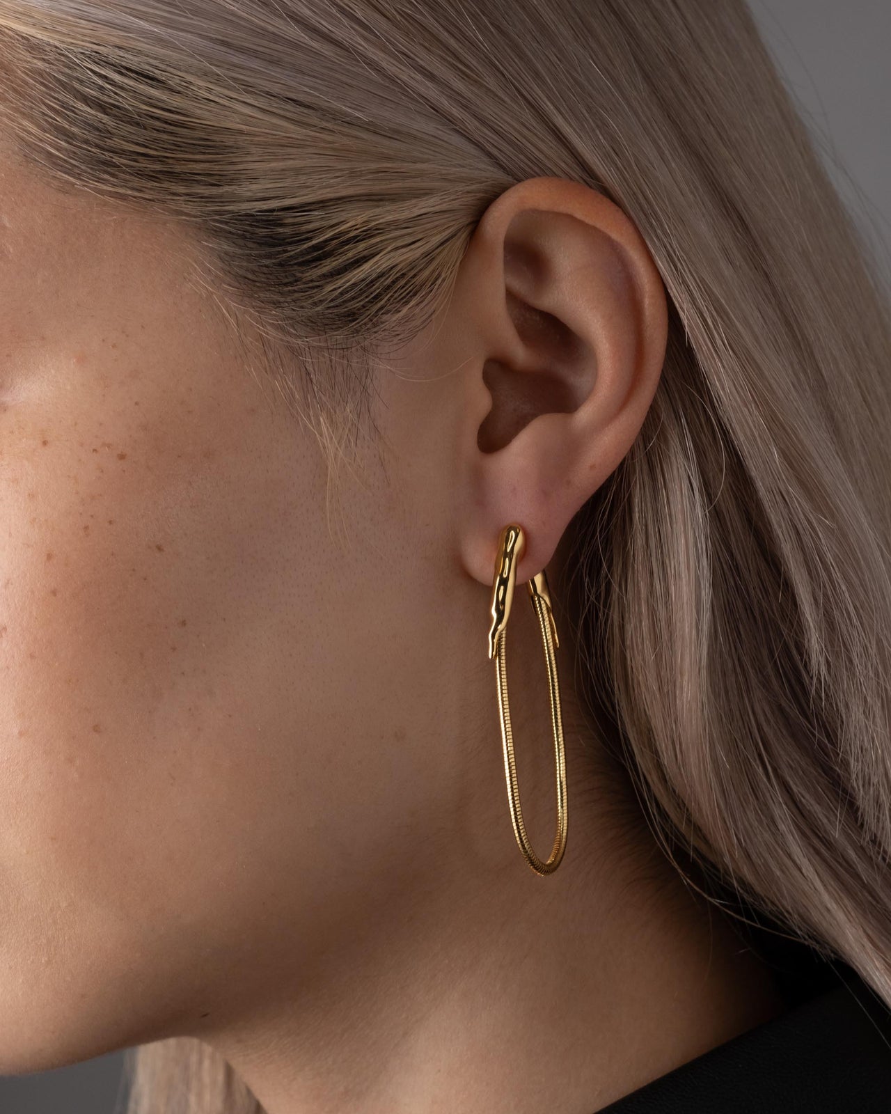 Drippy Gold Chained Post Earring - Photo 2