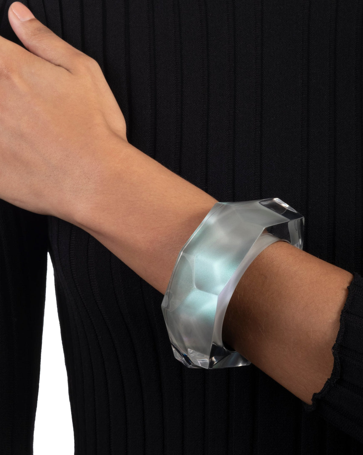 Faceted Lucite Bangle Bracelet- Opal - Photo 2