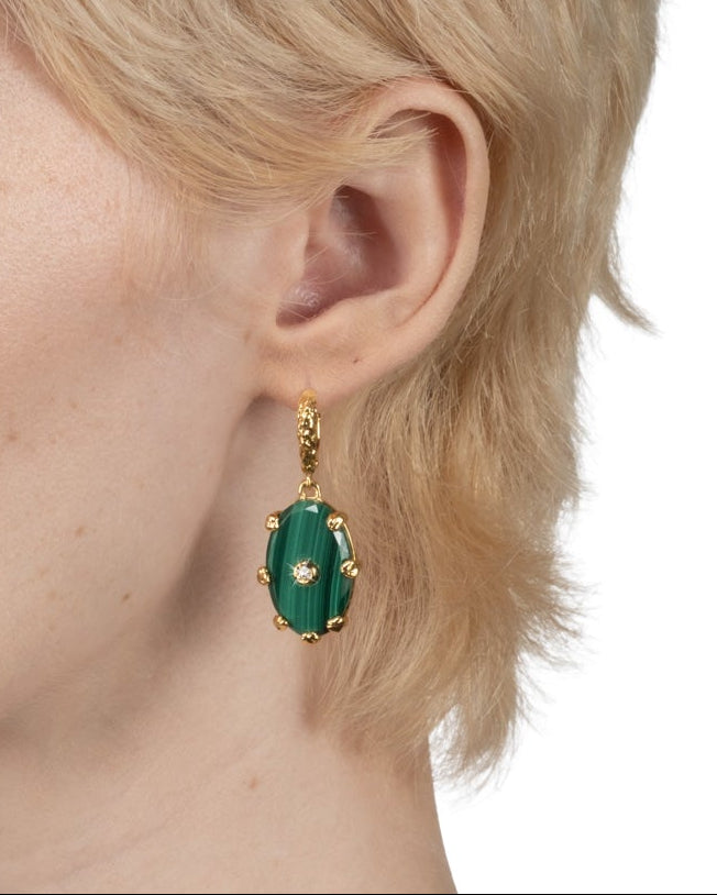 Georgian Leverback Drop Earring- Malachite - Photo 2