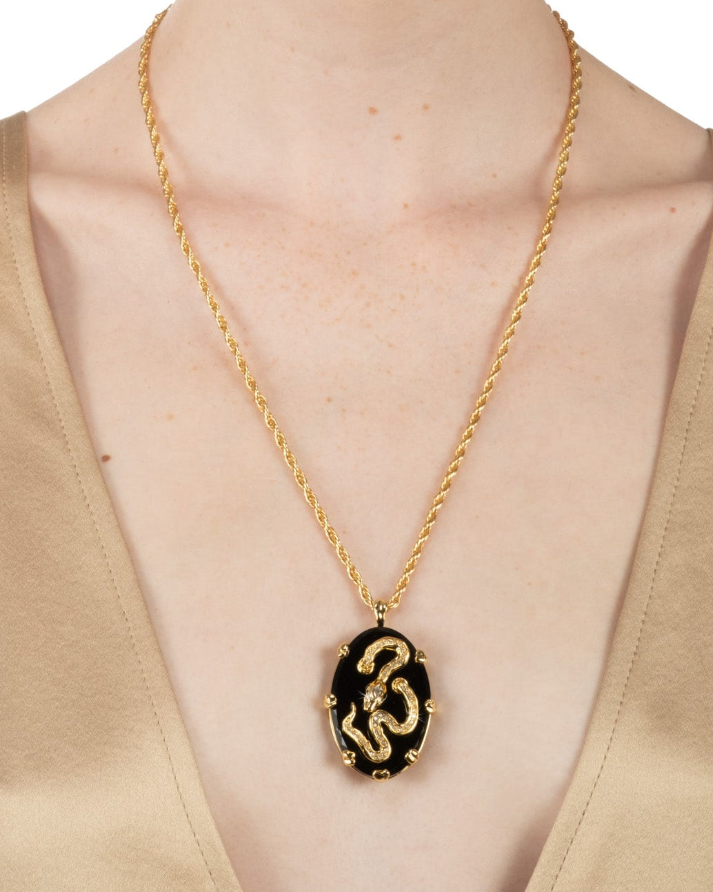 Georgian Serpent Cameo Necklace- Black Agate - Photo 2