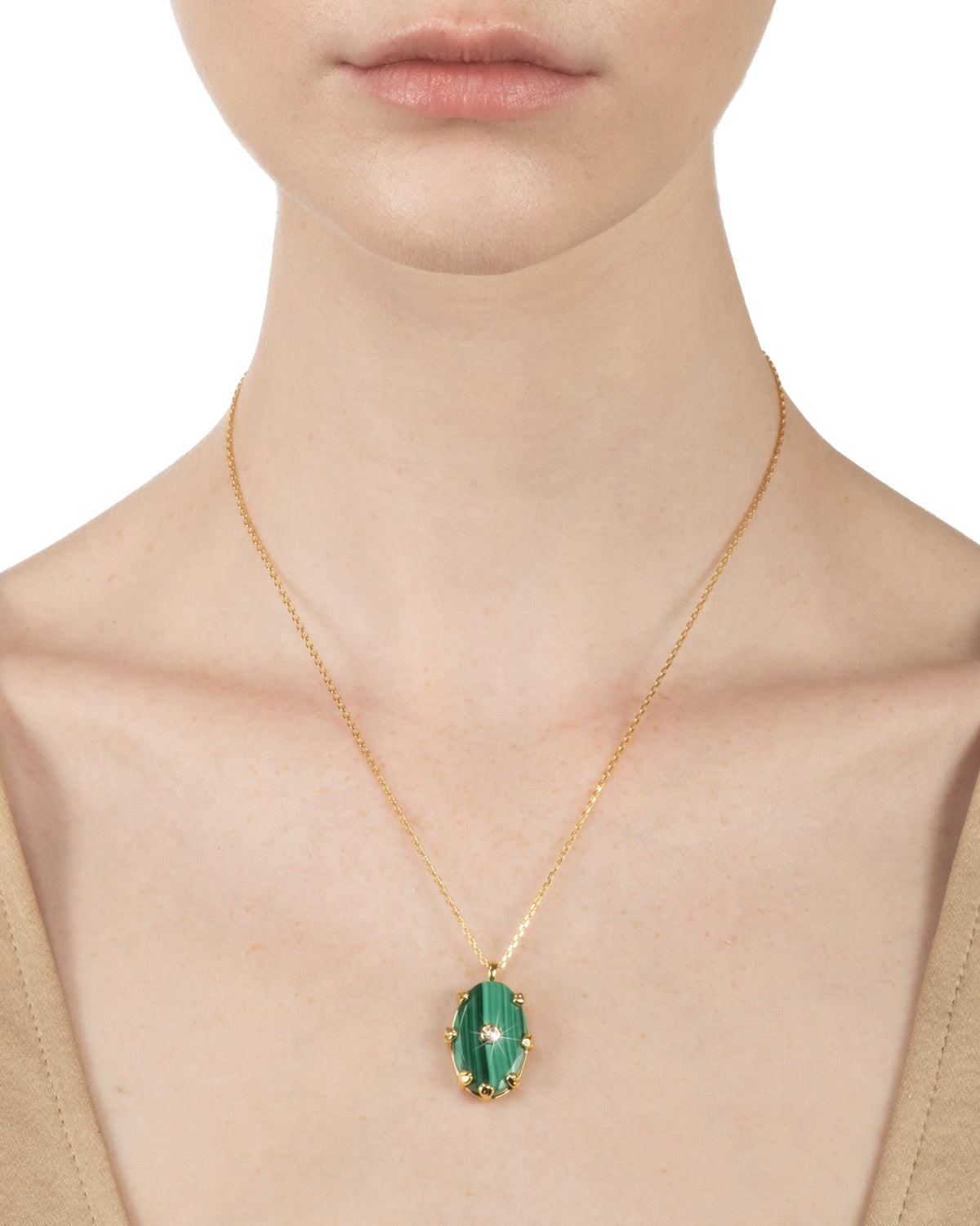 Georgian Stone Pendant Necklace- Malachite - Photo 2