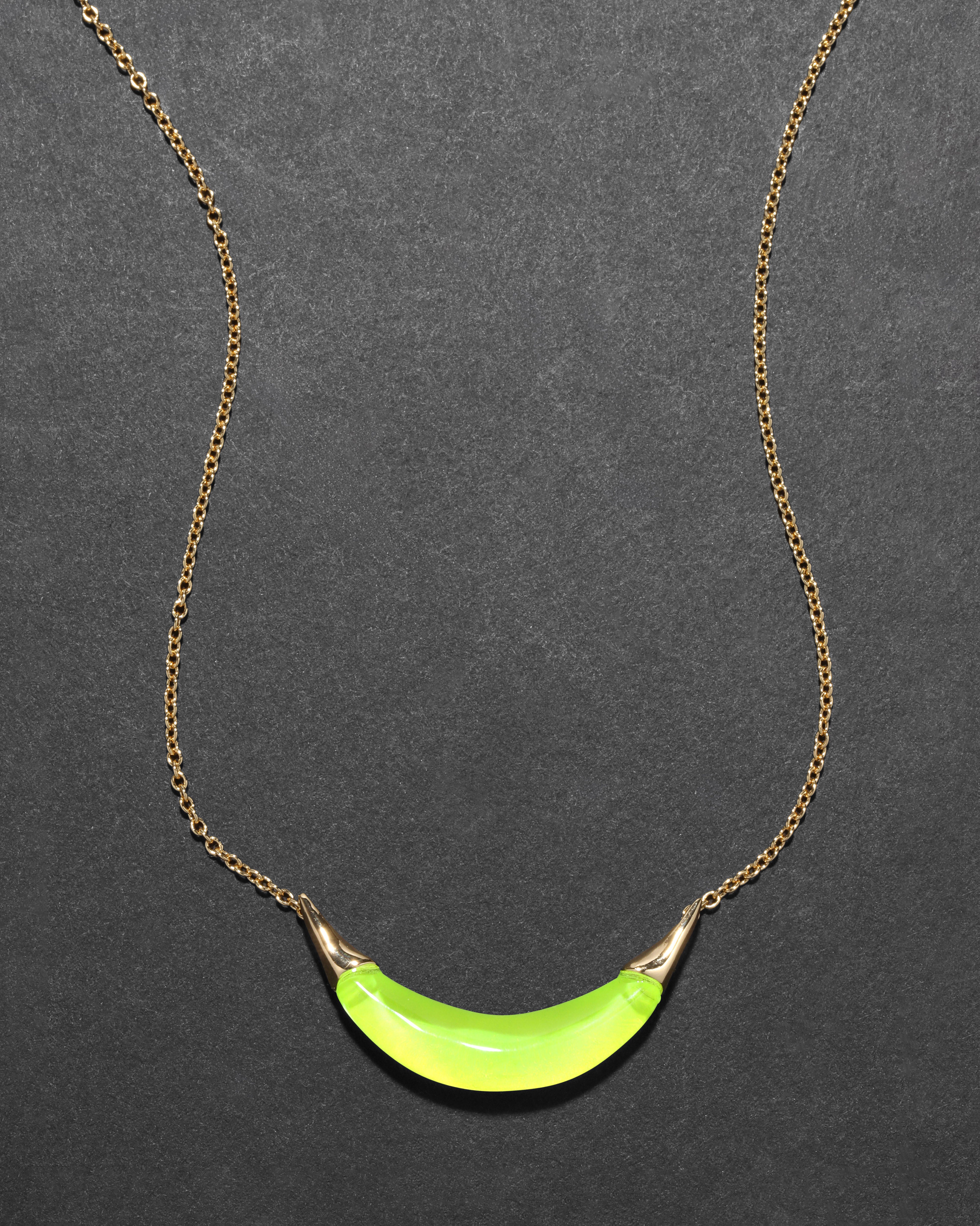Gold Capped Crescent Necklace Fluorescent