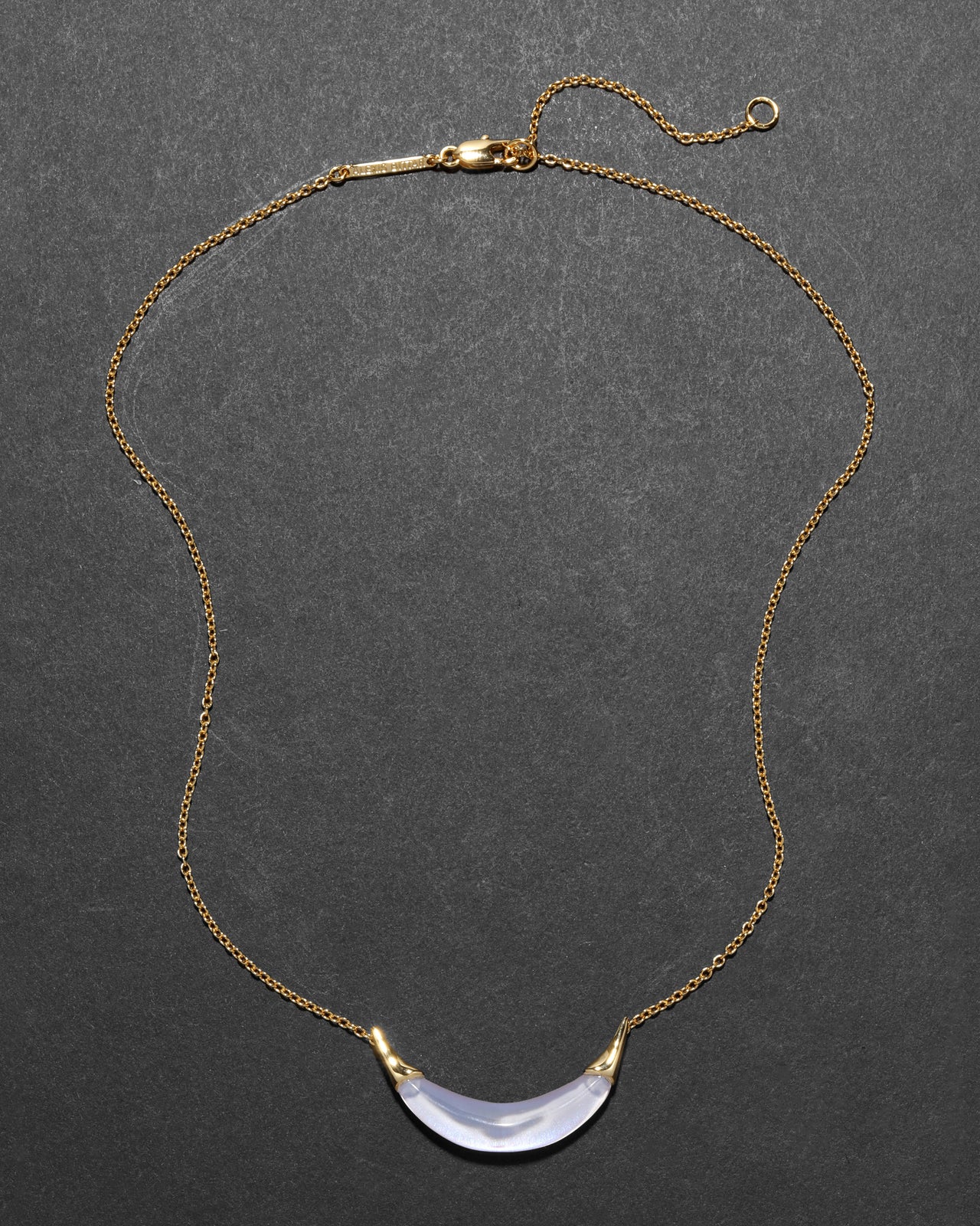 Gold Capped Crescent Necklace- White Opal - Photo 2
