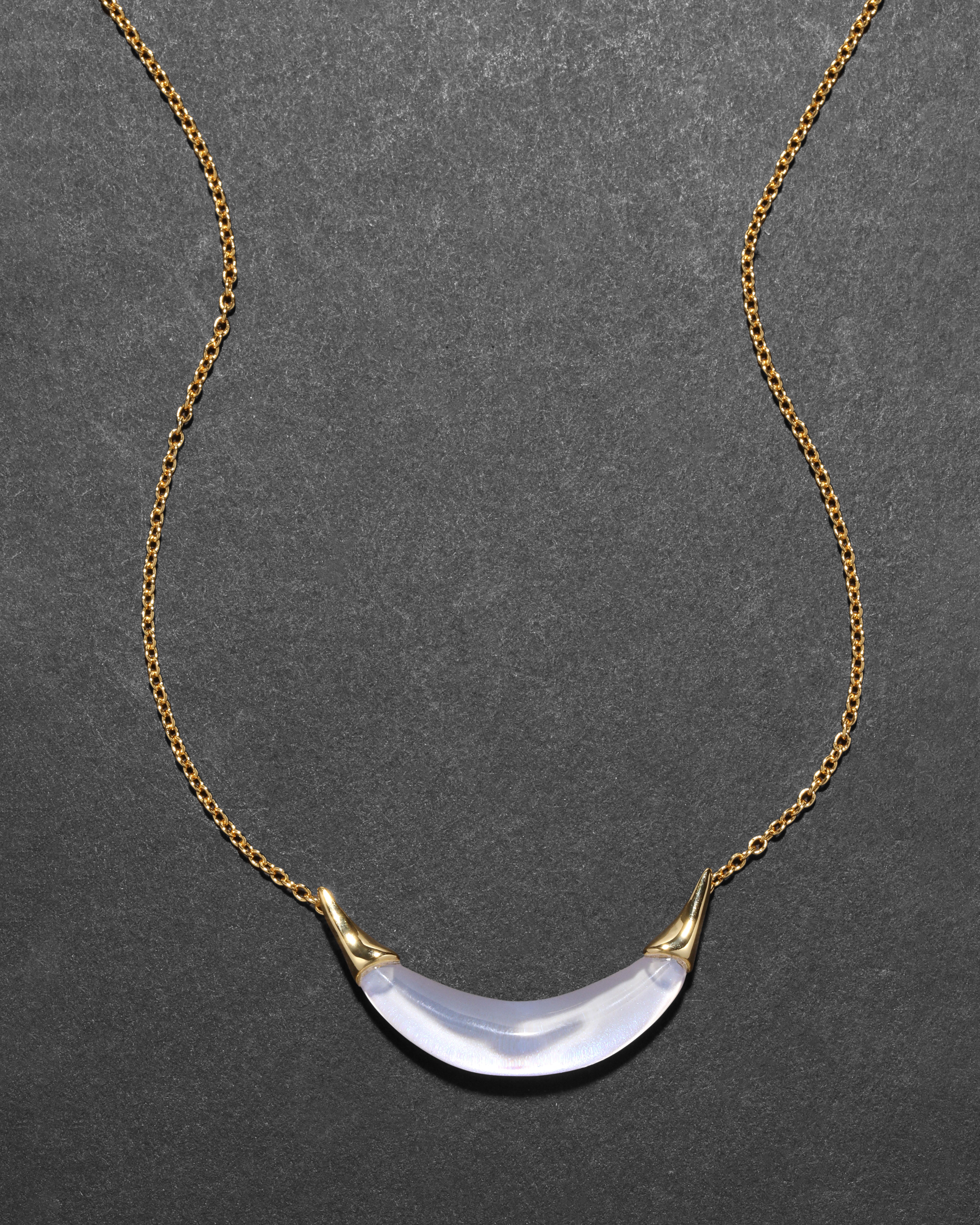 Gold Capped Crescent Necklace Opal