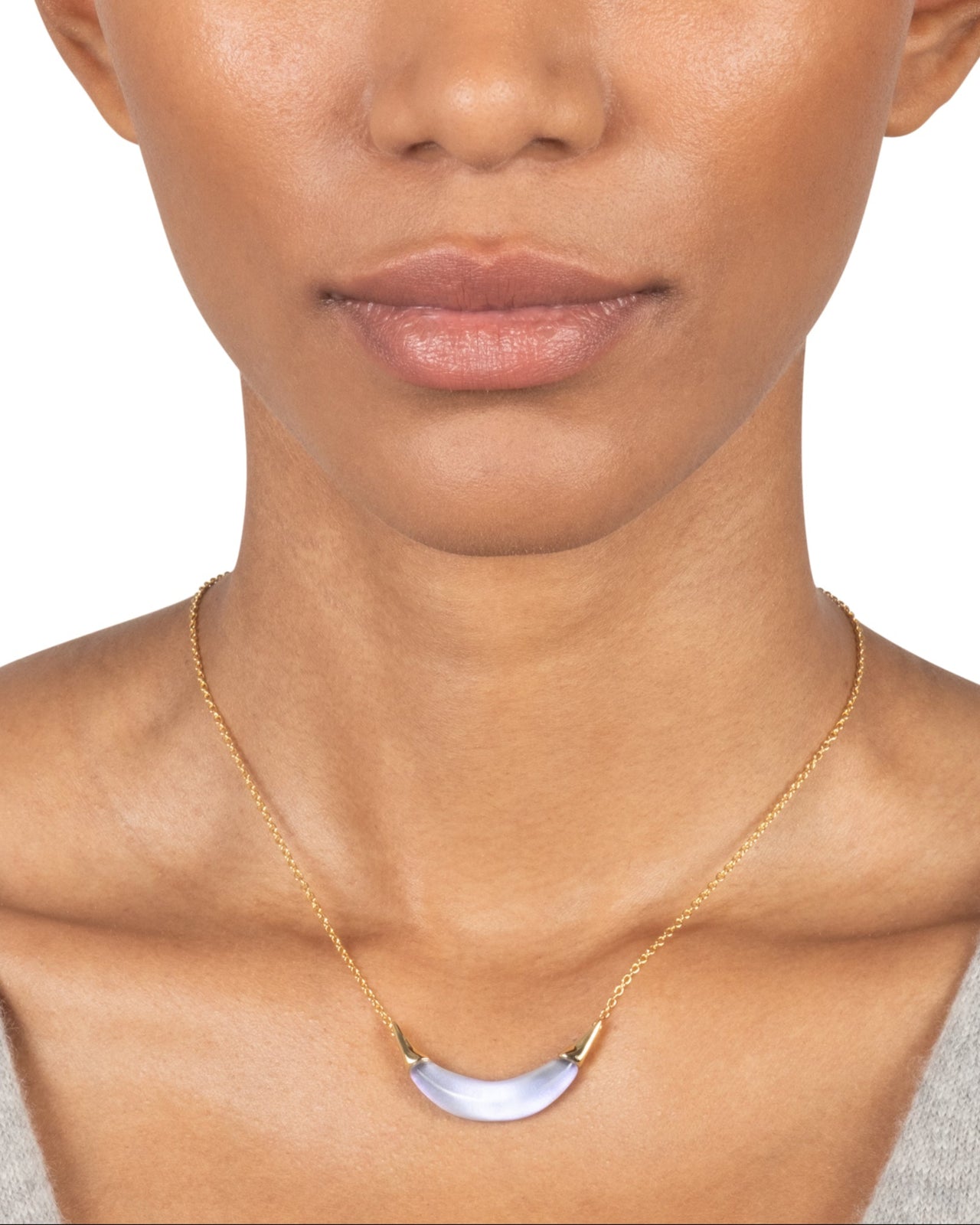 Gold Capped Crescent Lucite Necklace- Aurora - Photo 2