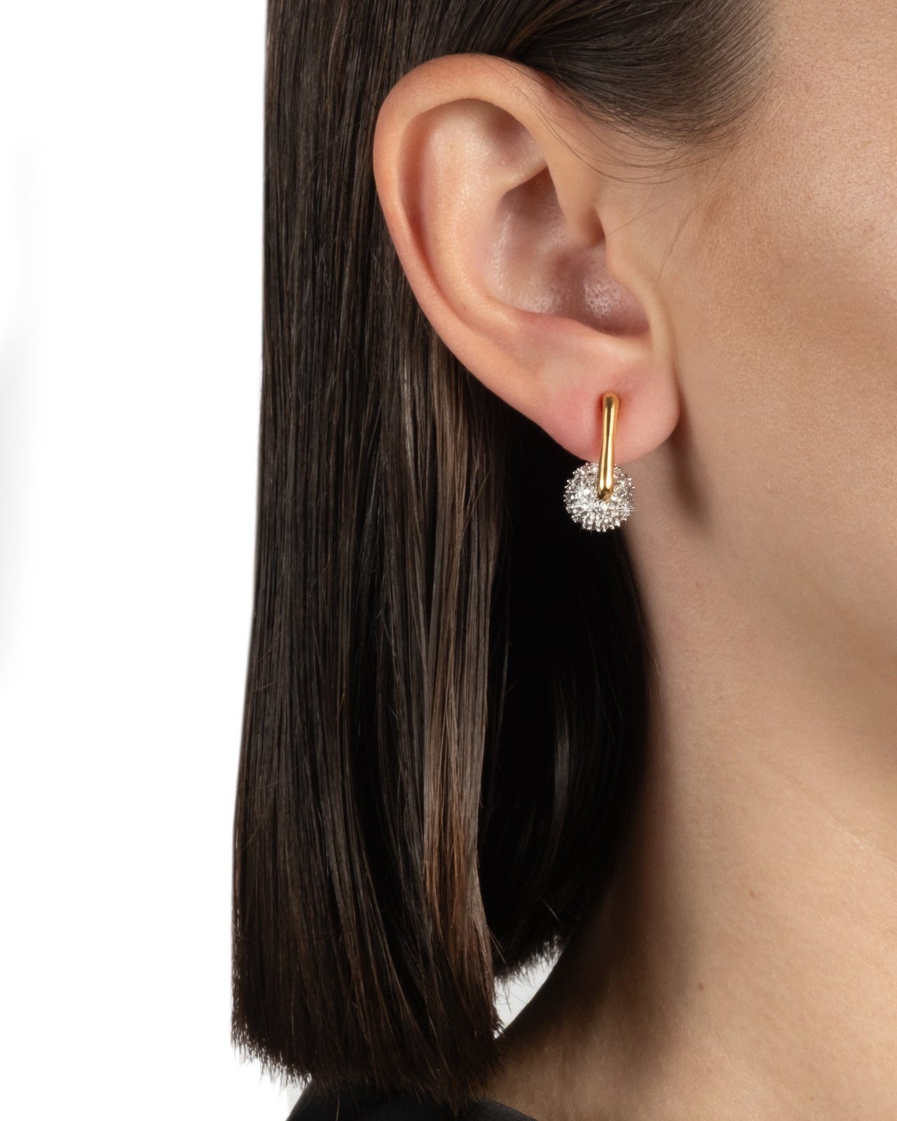 Gold Greek Key Crystal Pave Post Earring - Photo 2