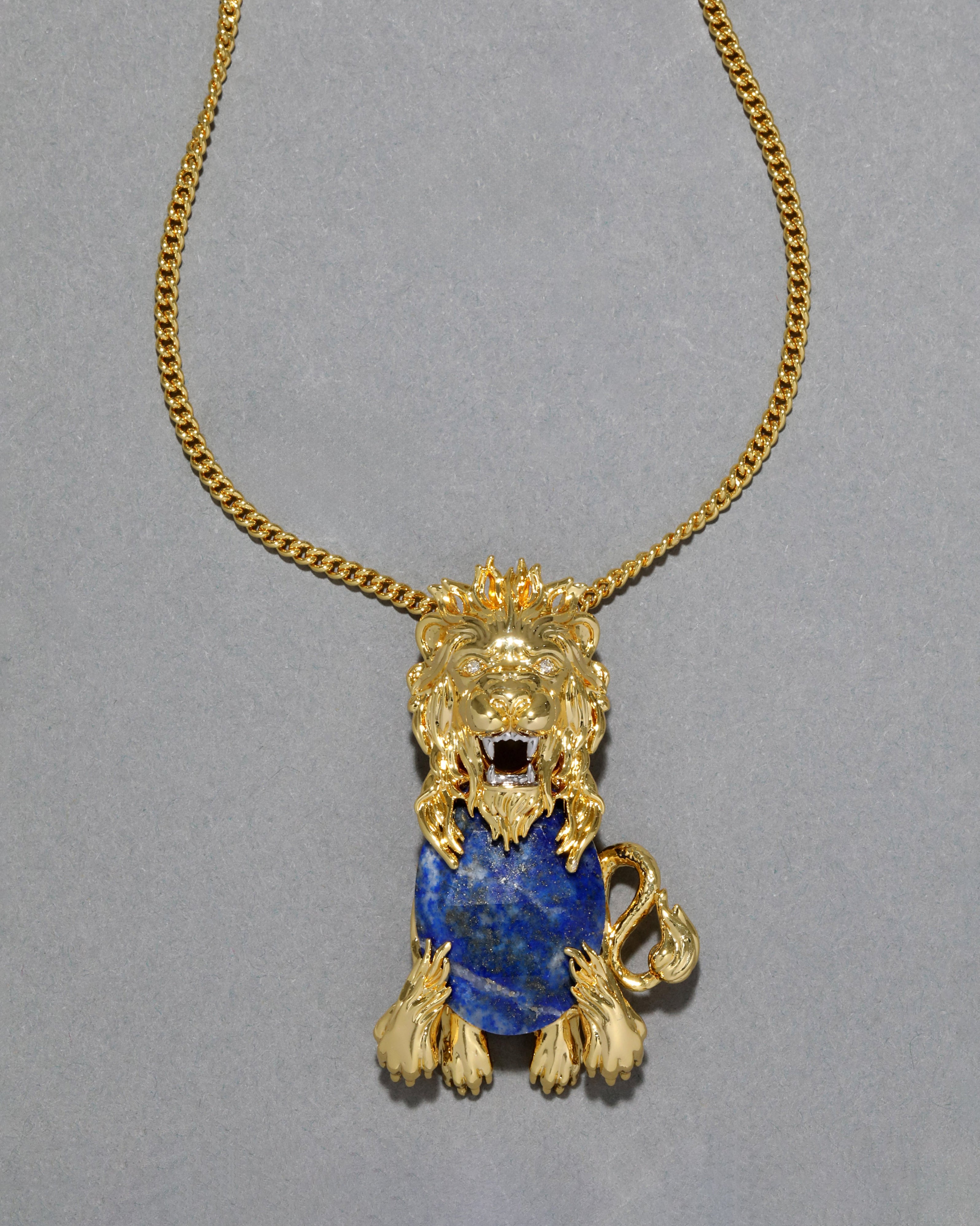 Brut Lion Lapis Necklace