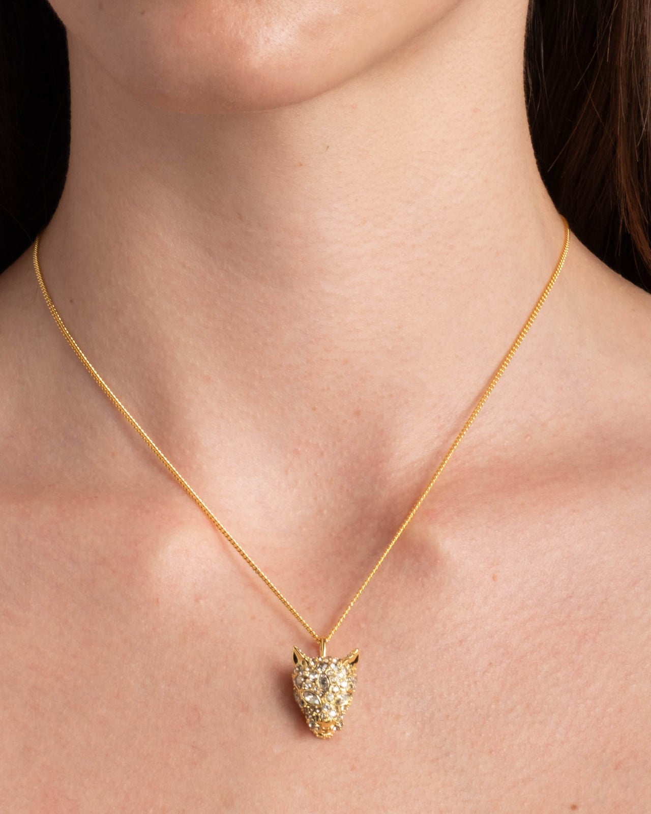 Gold Panther Crystal Pave Pendant Necklace - Photo 2