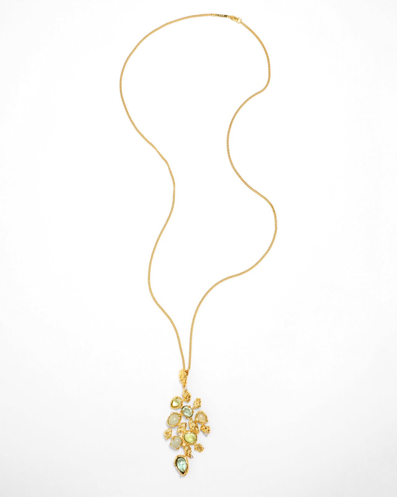 Golden Pebble Cake Long Cluster Pendant Necklace - Photo 2
