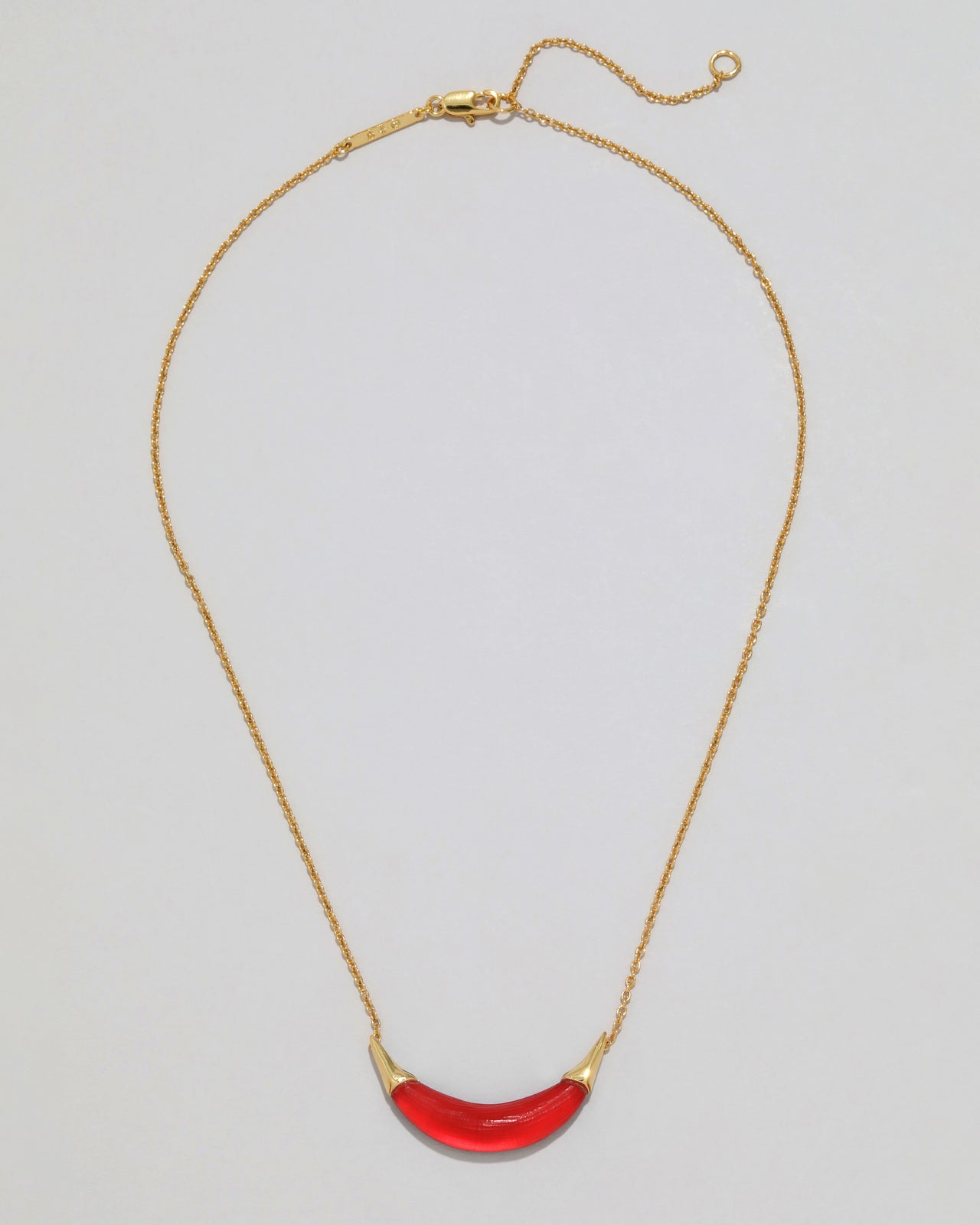Gold Capped Crescent Lucite Necklace- Cranberry - Photo 2