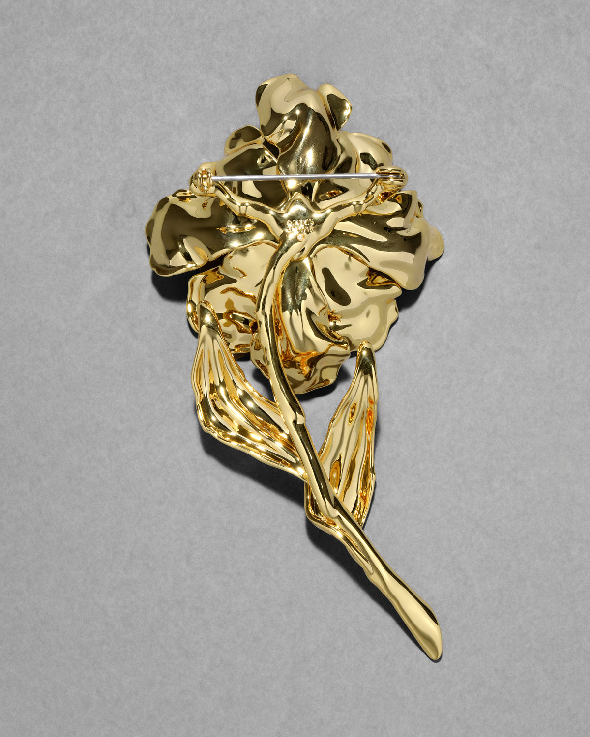 Pinned Roses Gold Stemmed Rose Brooch | Jardin Gold Stemmed Rose Pin