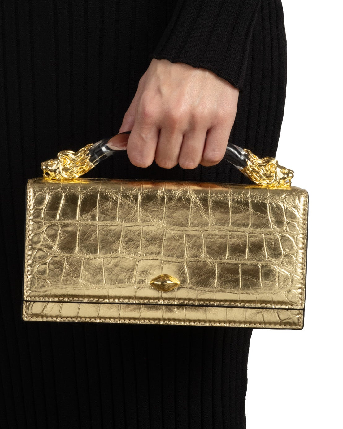 Lioness Top Handle Clutch- Gold - Photo 2