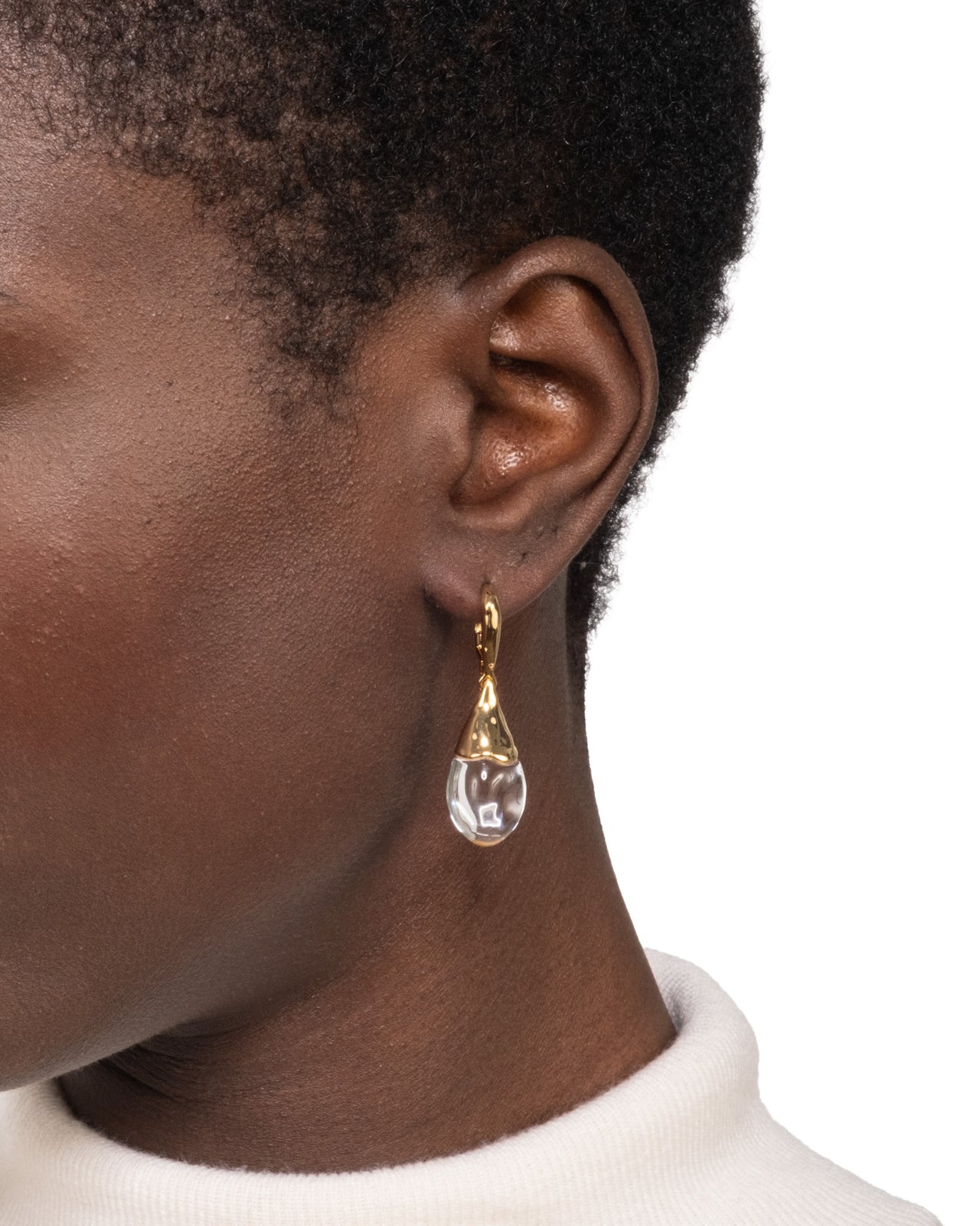 Liquid Lucite Capped Teardrop Leverback Earring - Photo 2