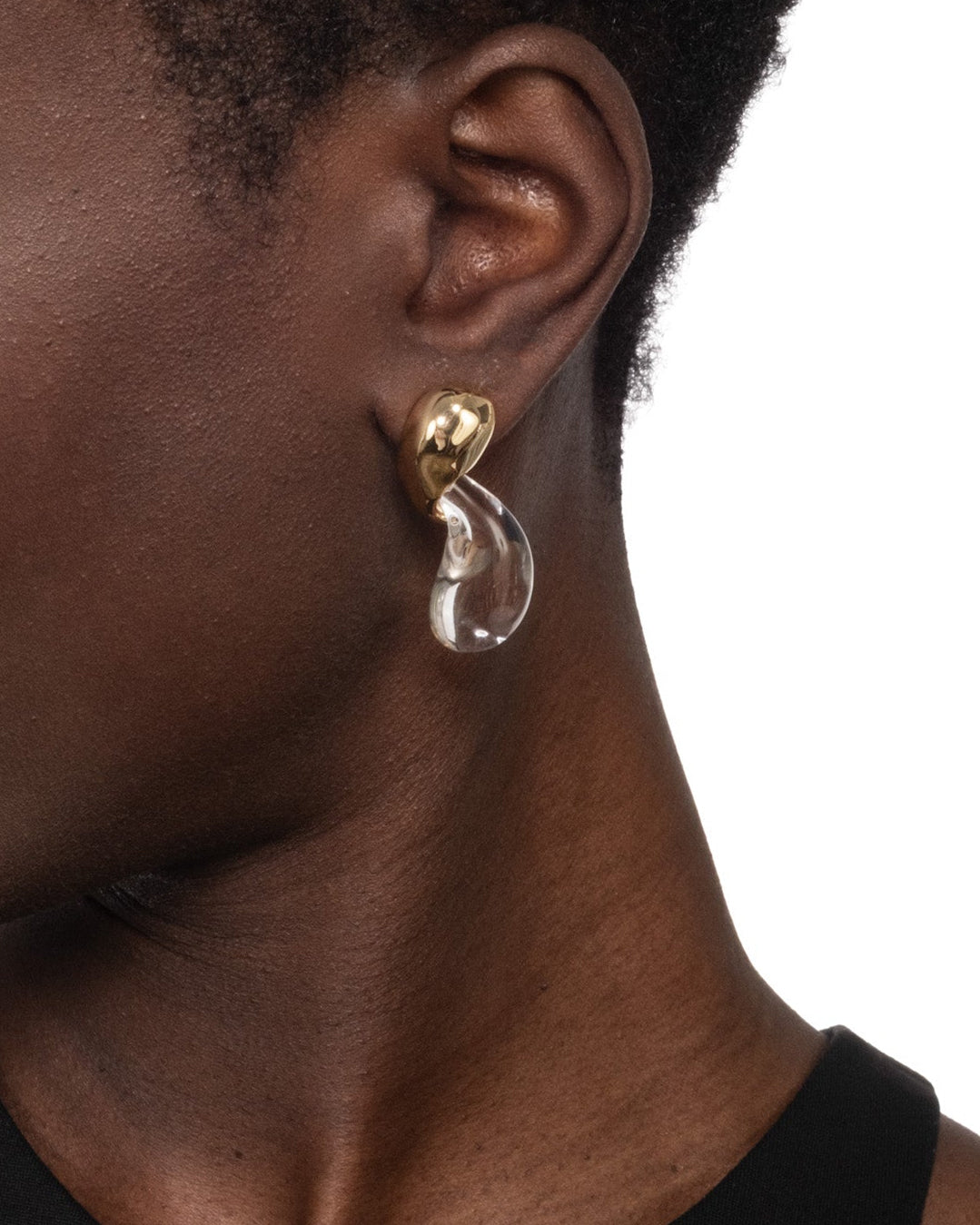 Liquid Lucite Gold Modernist Small Post Earring - Photo 2