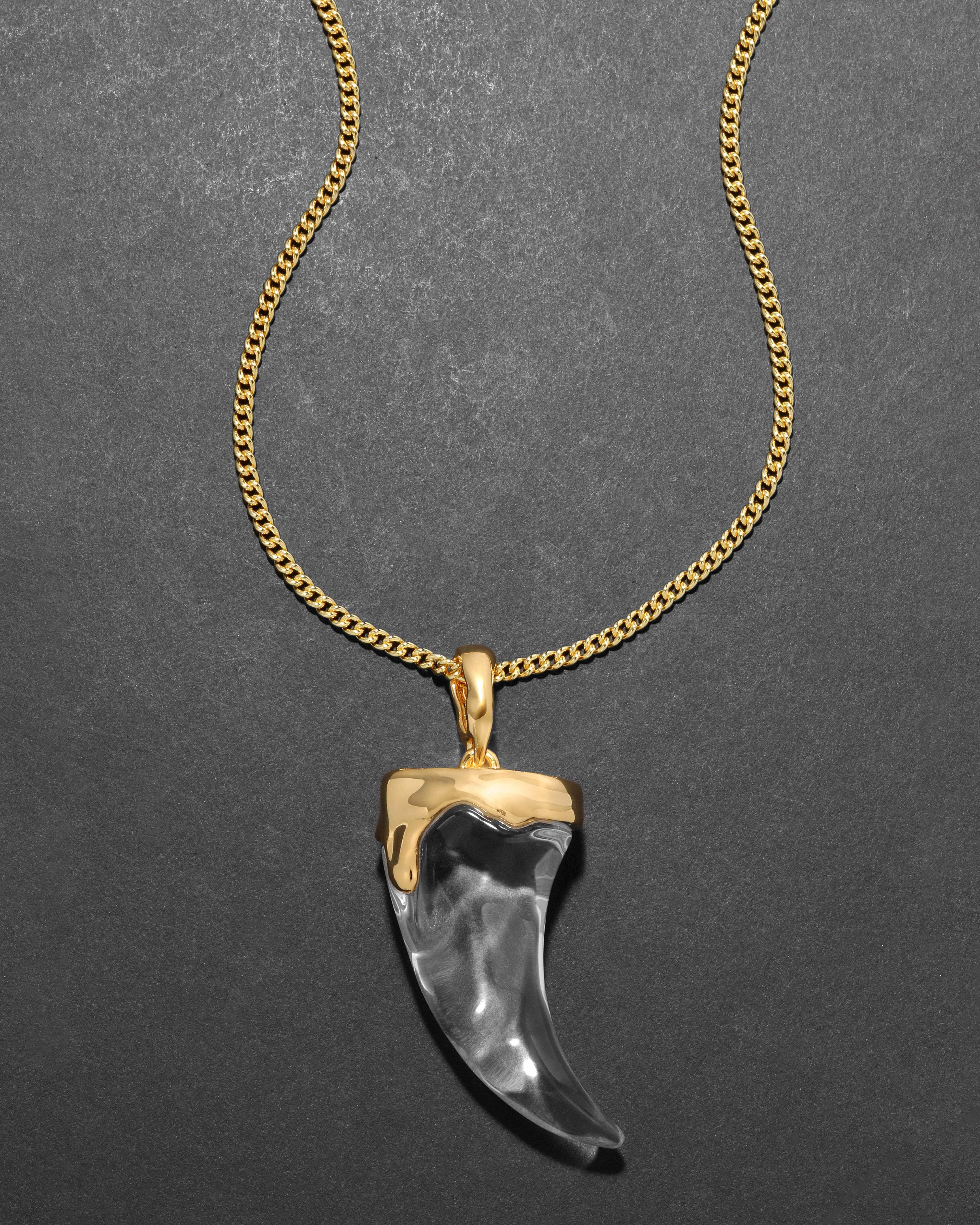Liquid Lucite Horn Pendant Necklace