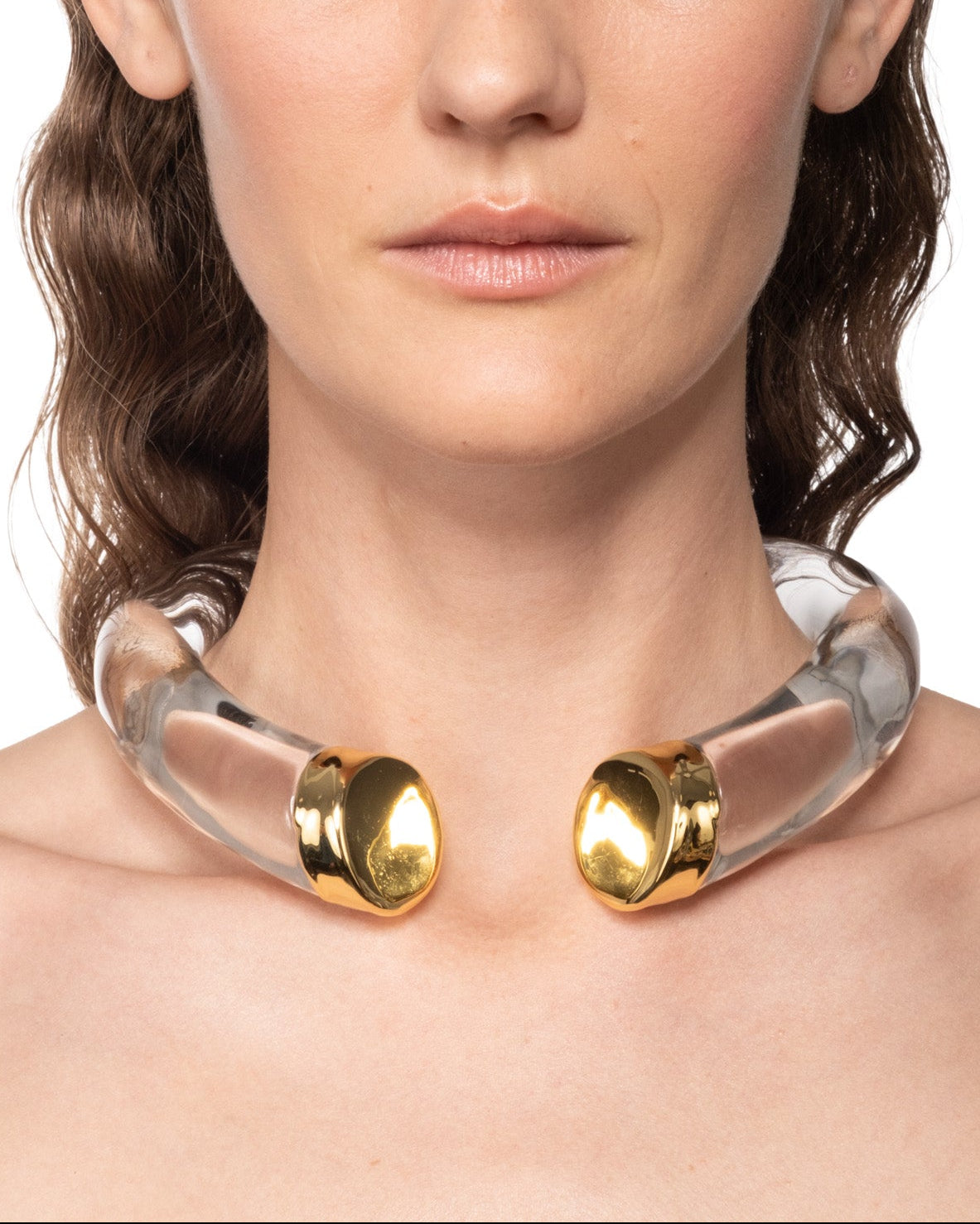 Liquid Lucite Large Gold Capped Hinge Collar - Photo 2