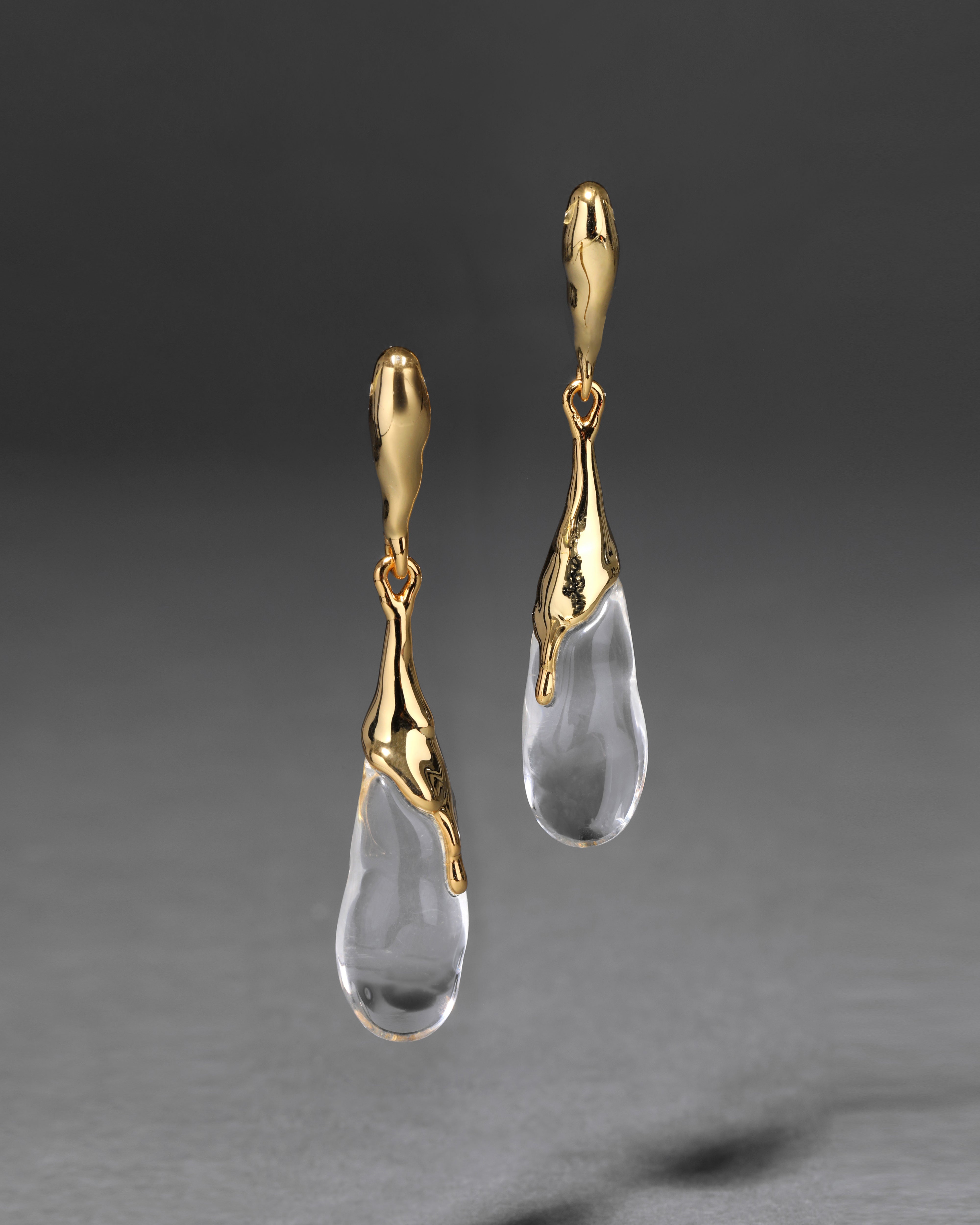 Liquid Lucite Teardrop Post Earring Clear