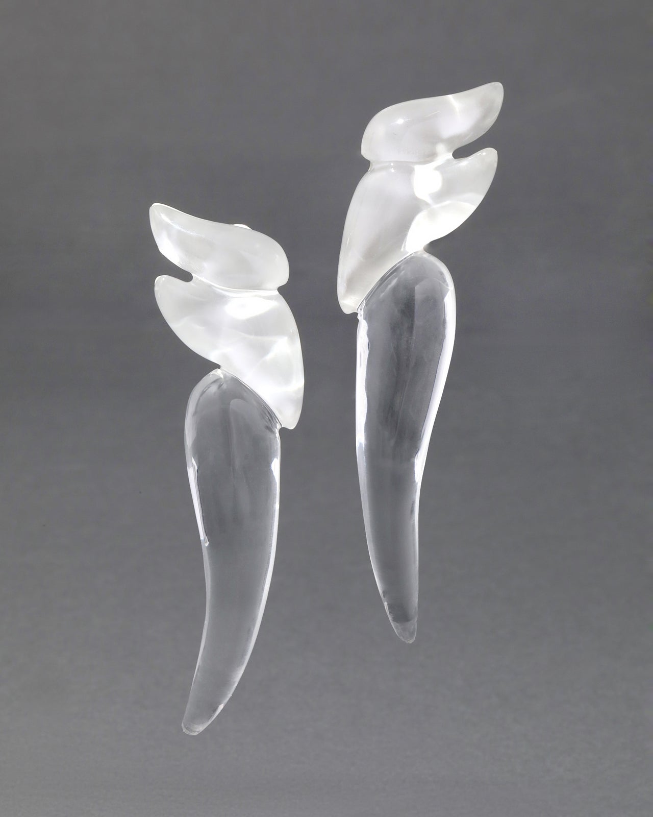 Liquid Lucite Wave Long Clip Earring- Polished Silver - Photo 2