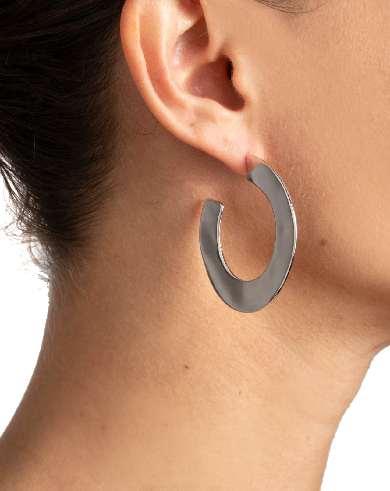 Liquid Metal Hoop Earring- Silver - Photo 2