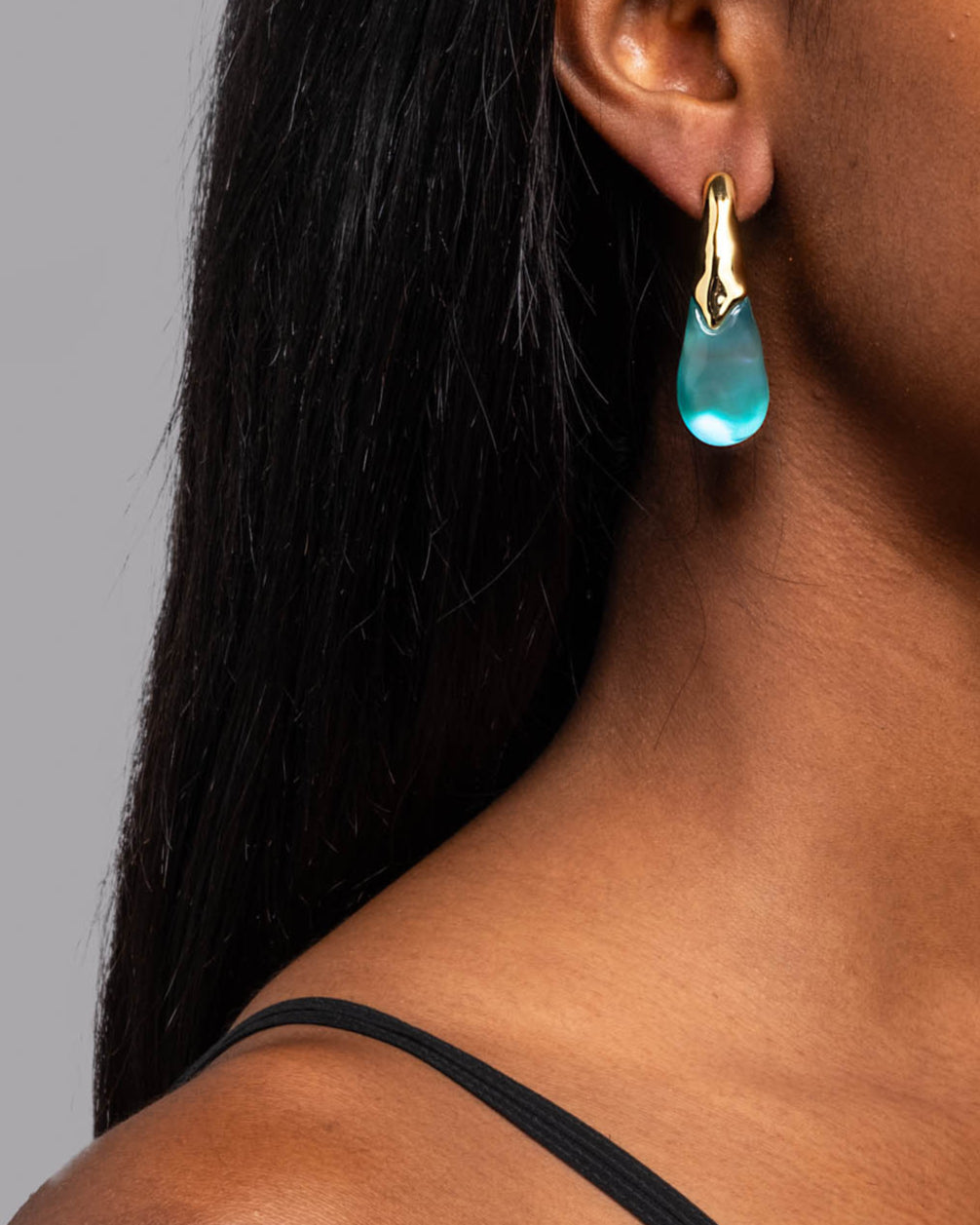 Liquid Lucite Arched Large Post Earring- Mediterranean Opal - Photo 2