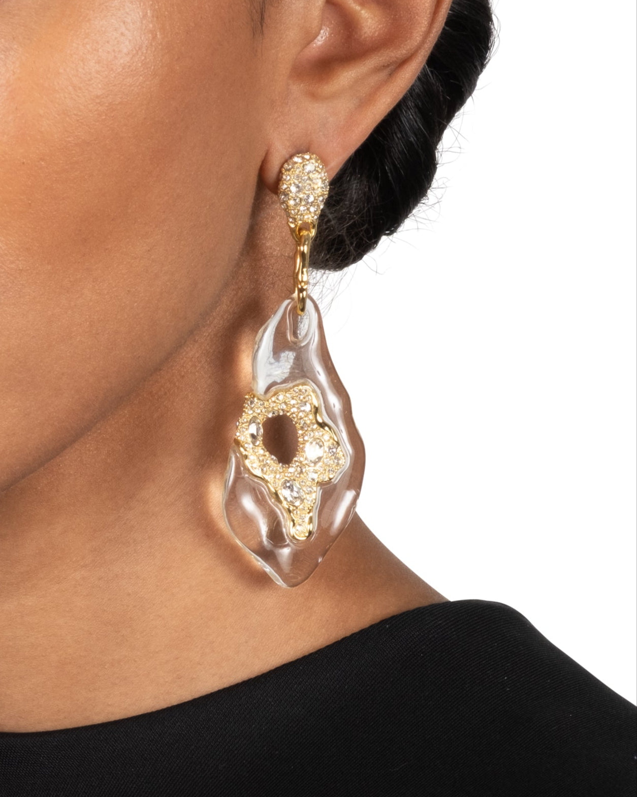 Liquid Lucite Crystal Pavé Geode Drop Earring - Photo 2