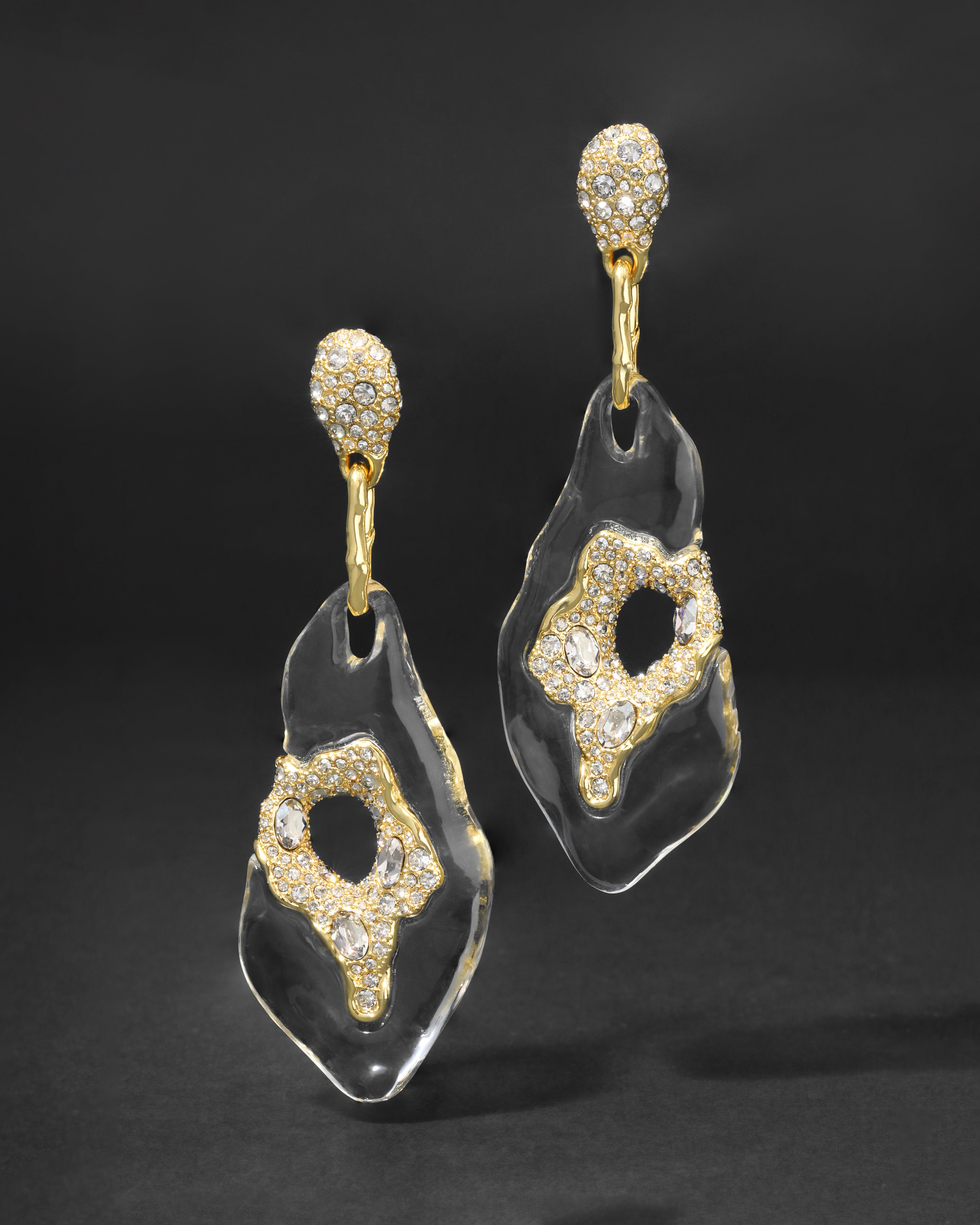 Liquid Lucite Crystal Pavé Geode Drop Earring