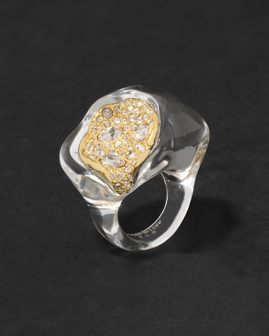 Liquid Lucite Crystal Pavé Geode Ring