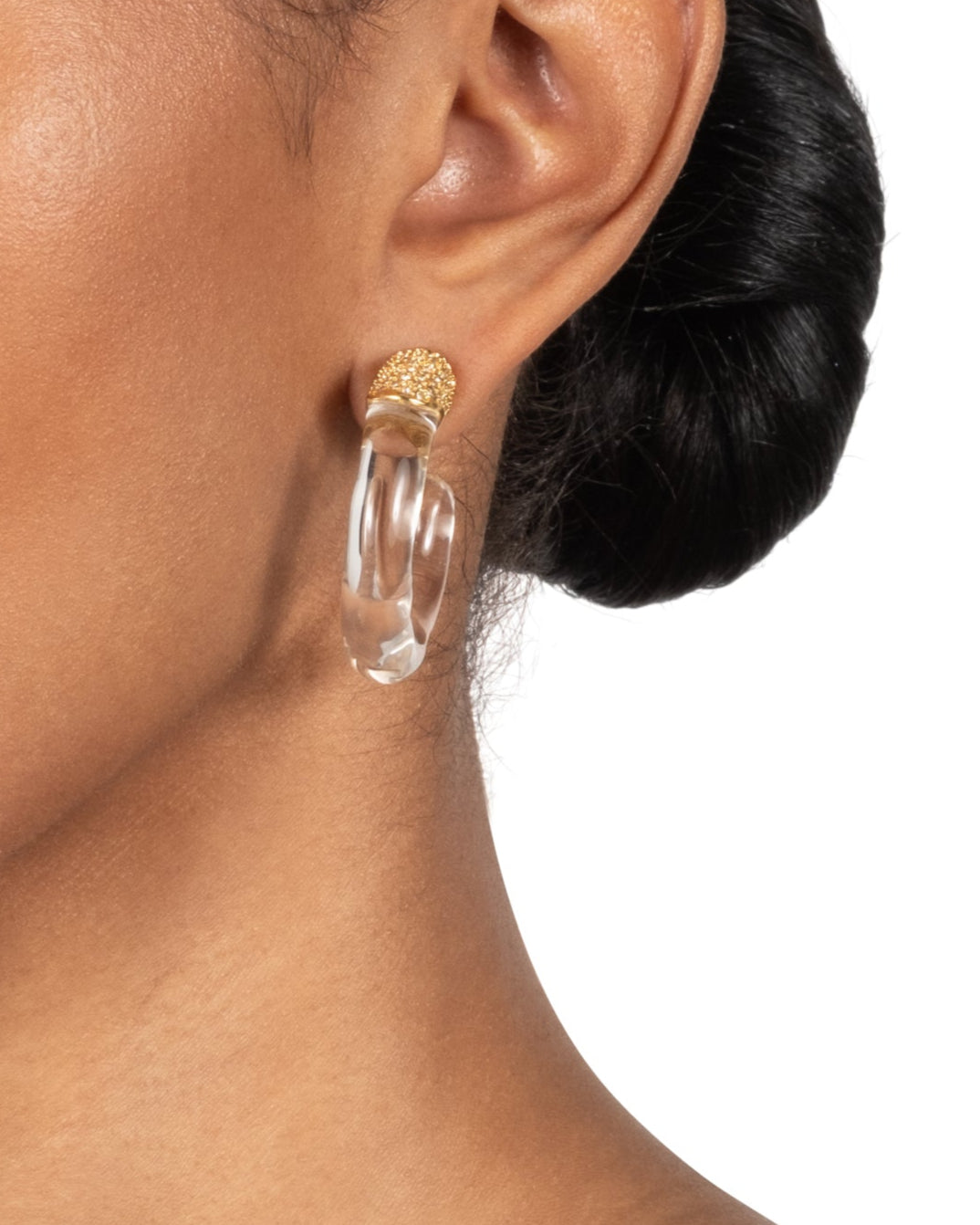 Liquid Lucite Crystal Front Back Hoop Earring - Photo 2