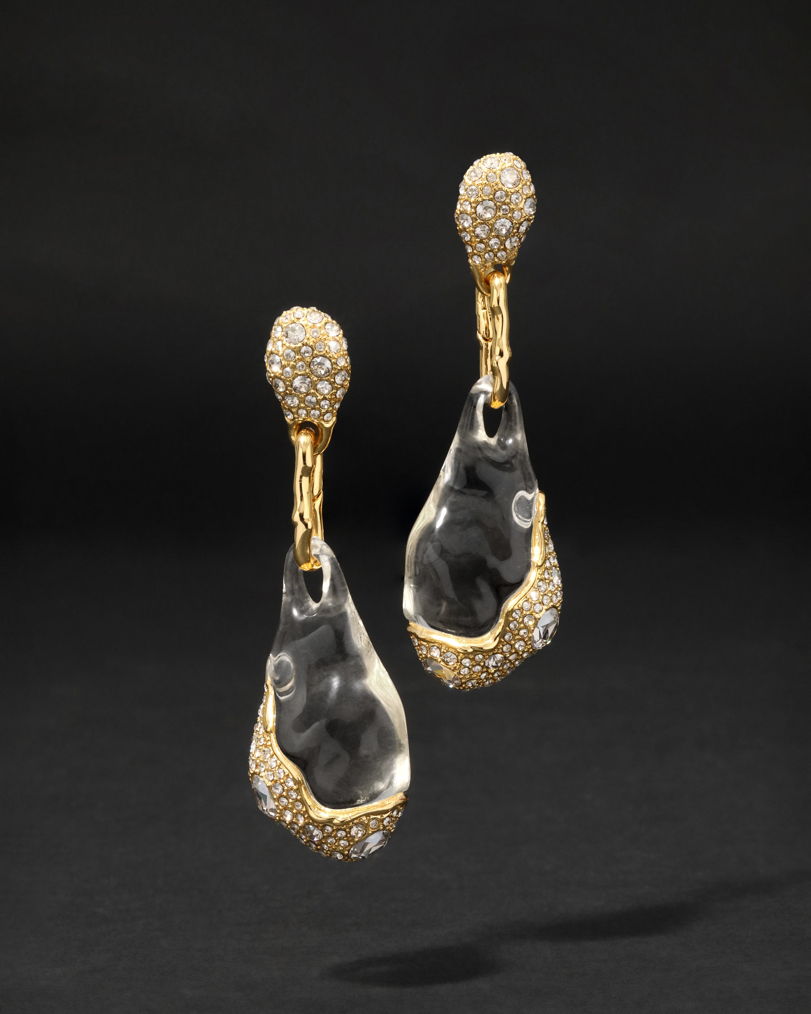 Liquid Lucite Crystal Pavé Pebble Drop Earring