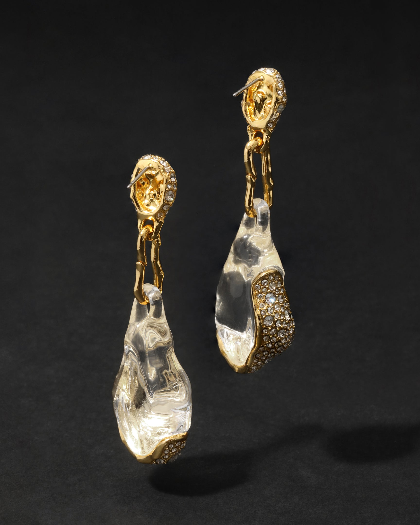 Liquid Lucite Crystal Pavé Pebble Drop Earring