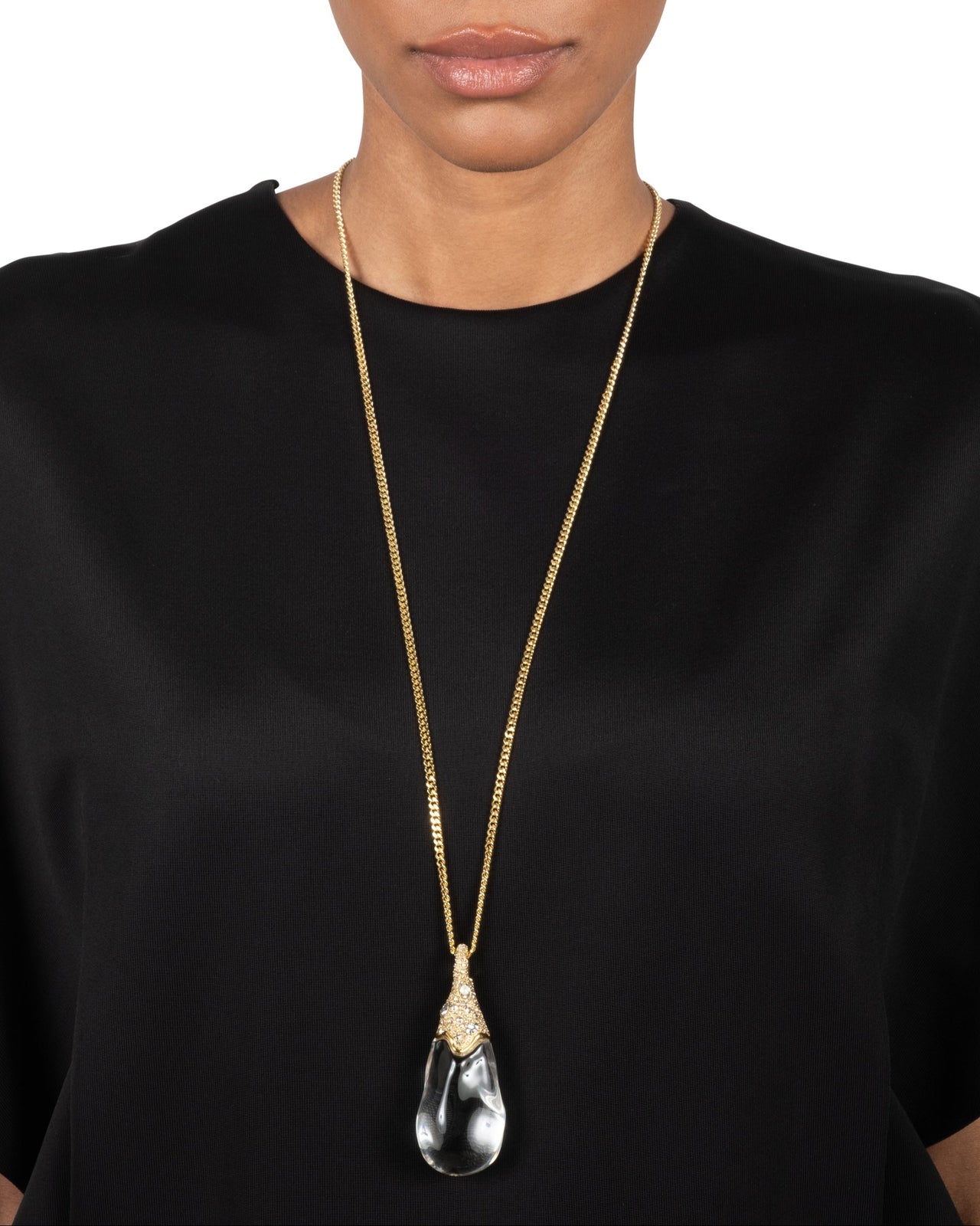 Liquid Lucite Crystal Pavé Teardrop Necklace - Photo 2