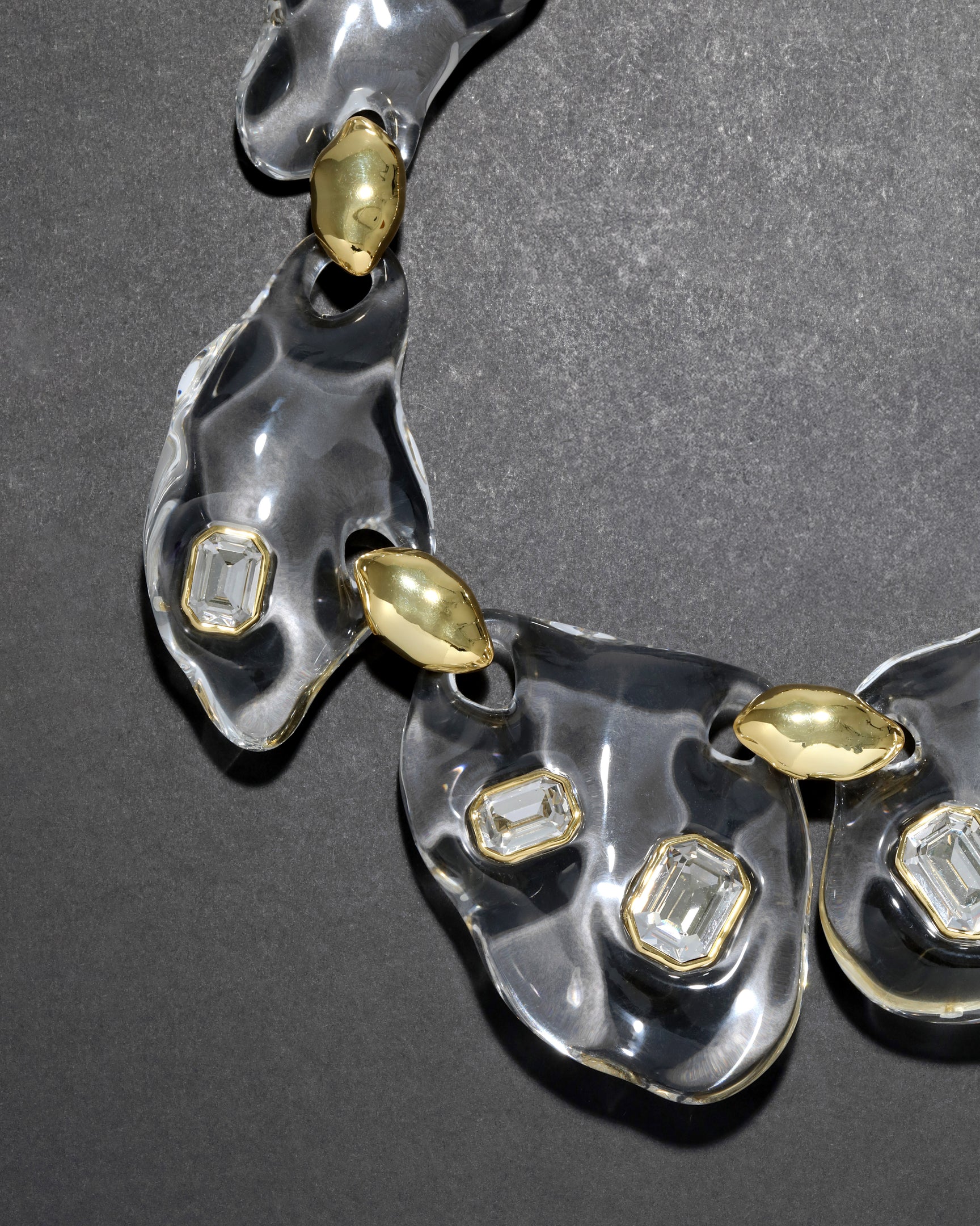 Liquid Lucite Crystal Pebble Necklace | Clear Statement Necklace