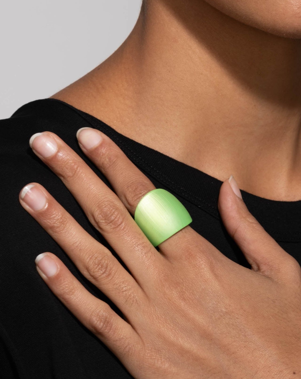 Lucite Block Ring- Neon Green - Photo 2