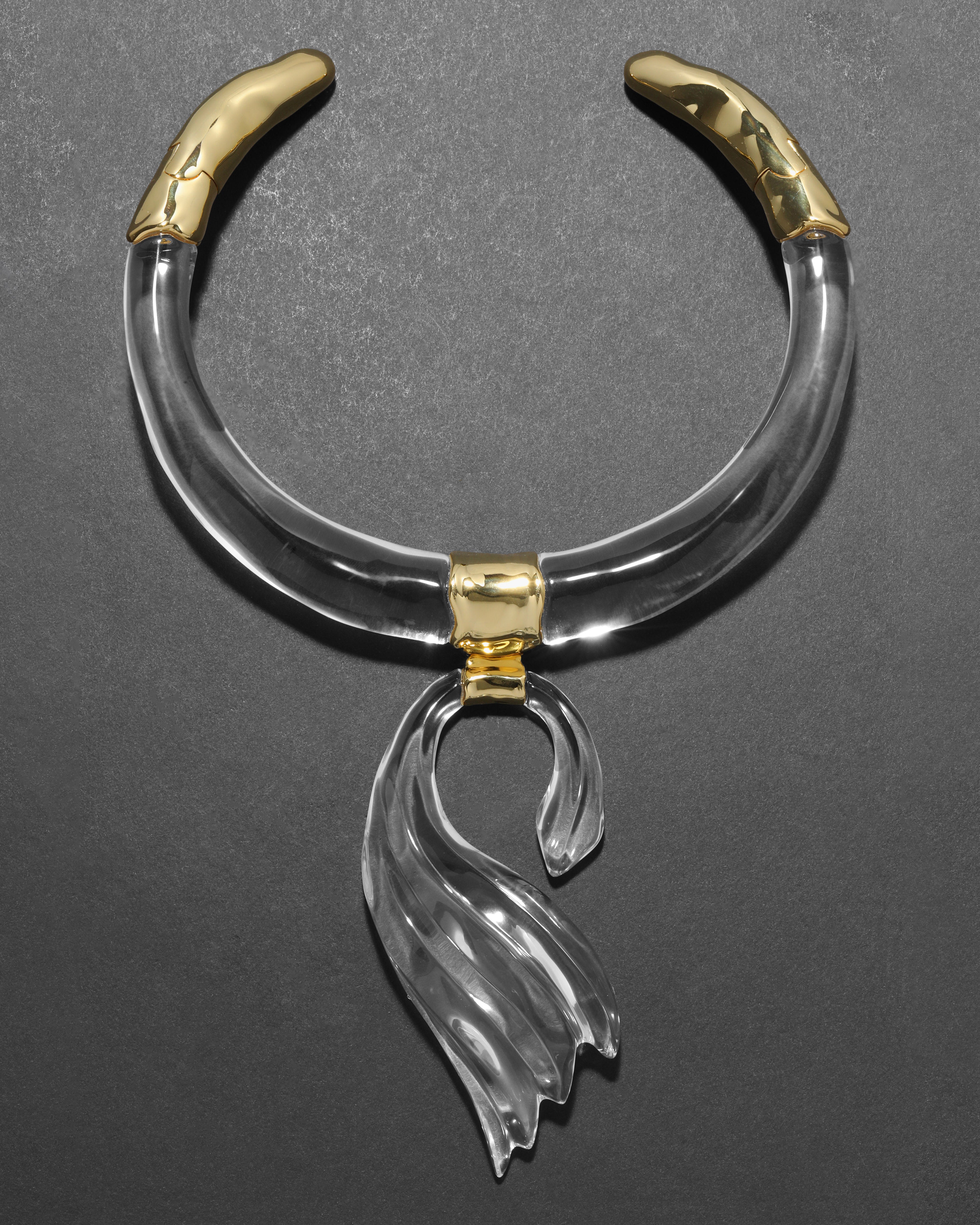 Liquid Lucite Brutalist Pendant Collar Necklace