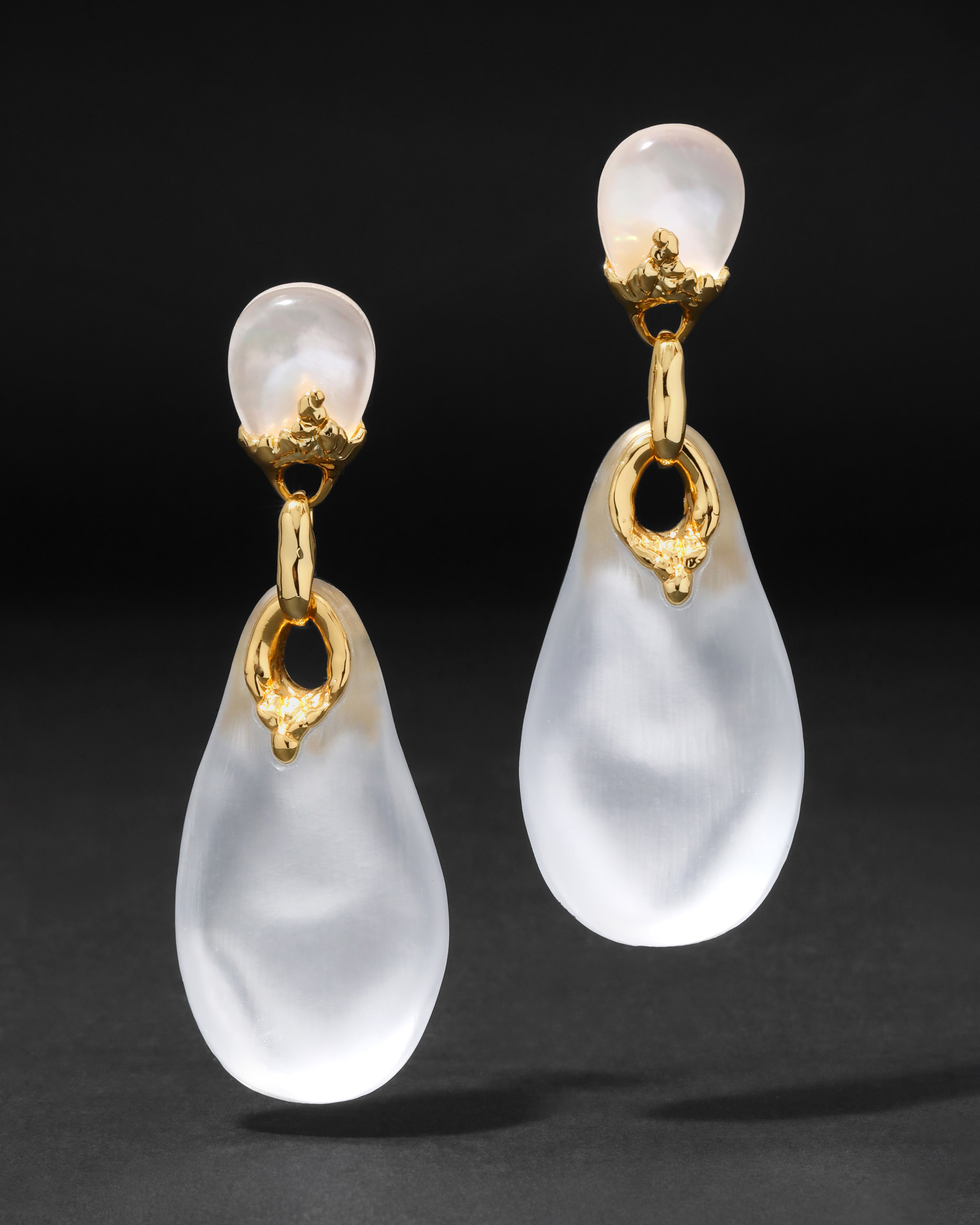 Lucite Brutalist Large Drop Post Earring