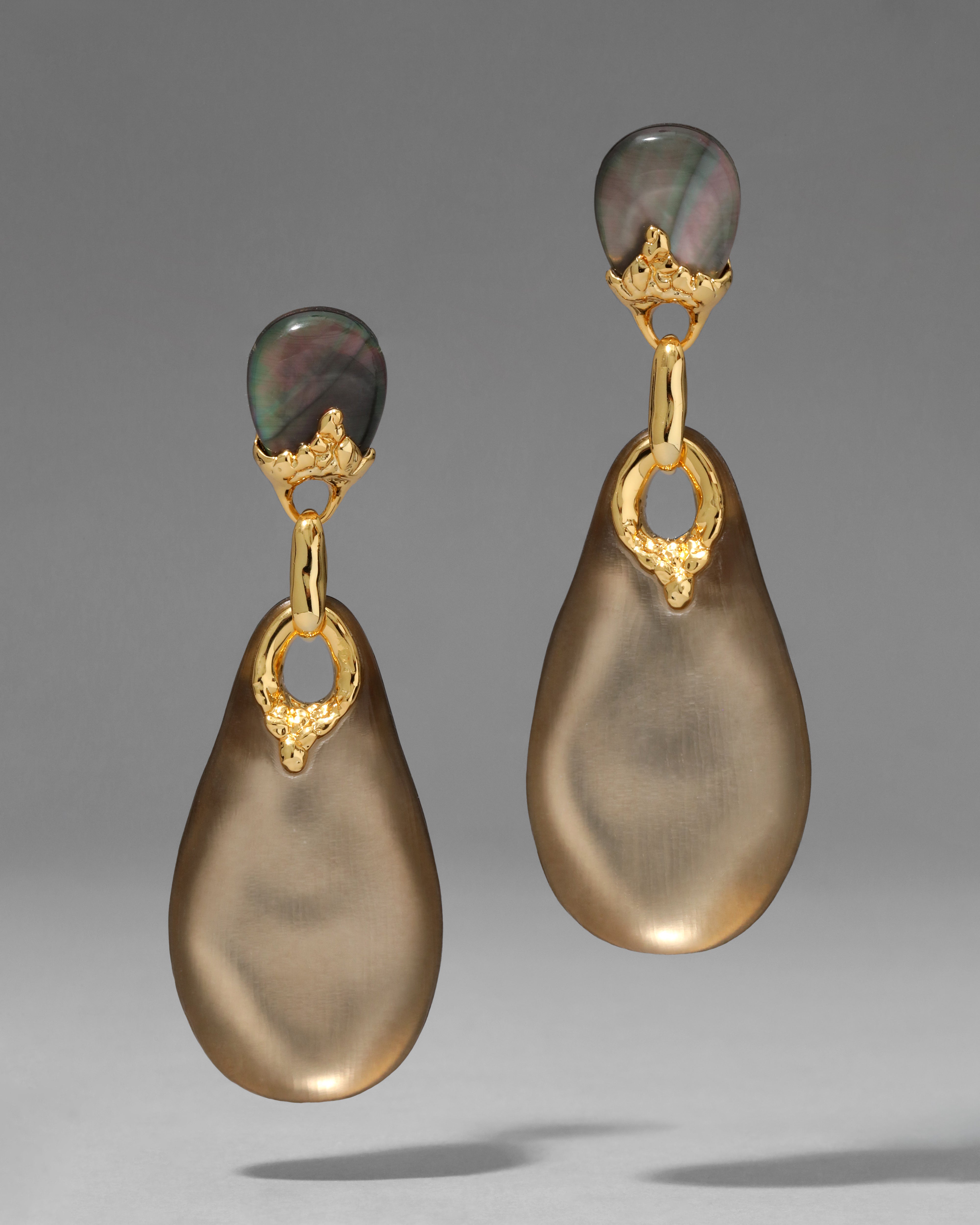 Lucite Brutalist Large Drop Post Earring Warm