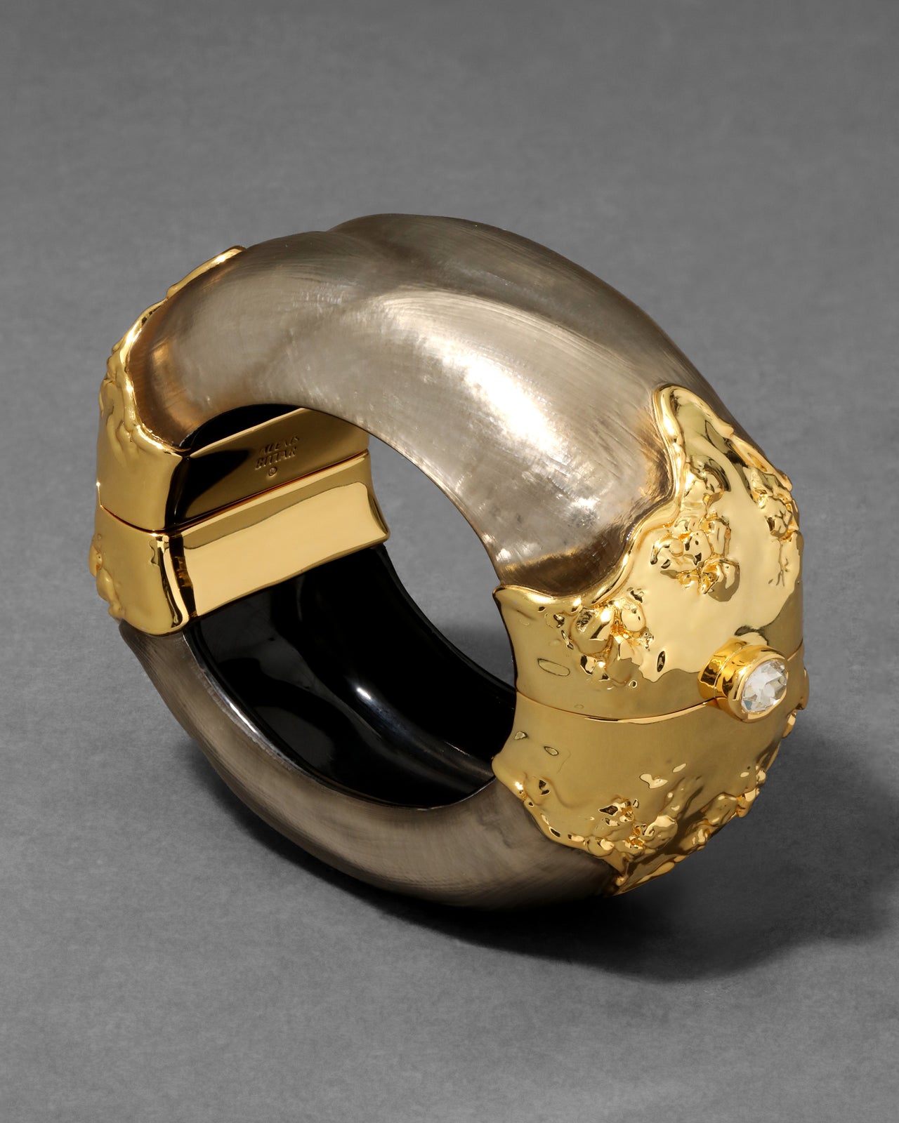 Lucite Brut Wide Hinge Bracelet- Warm Grey - Photo 2