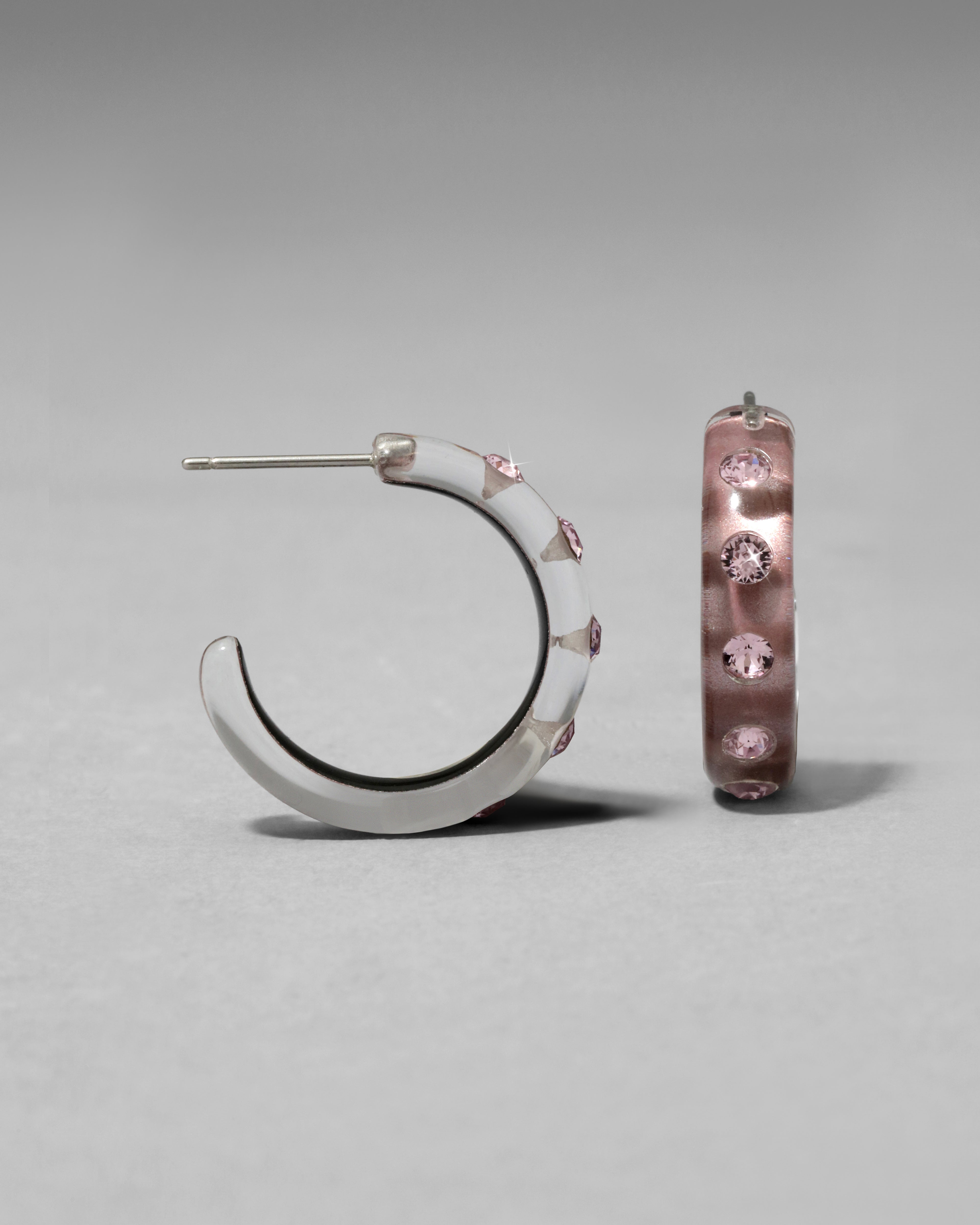 Lucite Crystal Hoop Earring Dusty