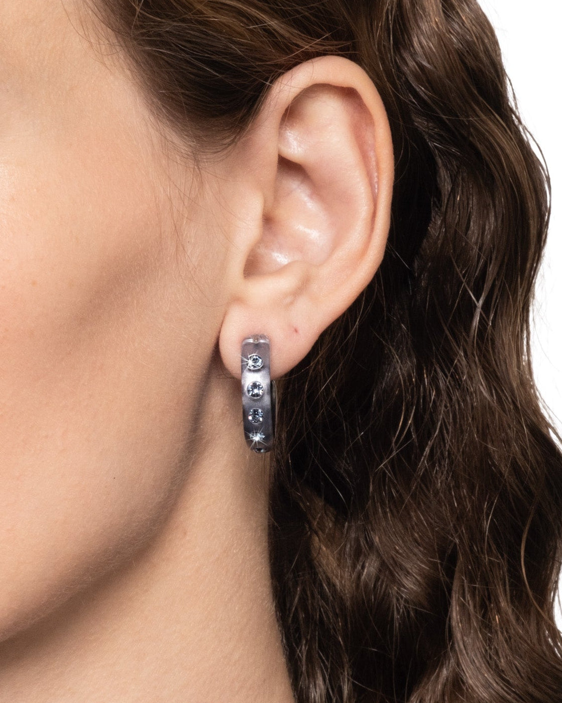 Lucite Crystal Hoop Earring- Frozen Mist - Photo 2