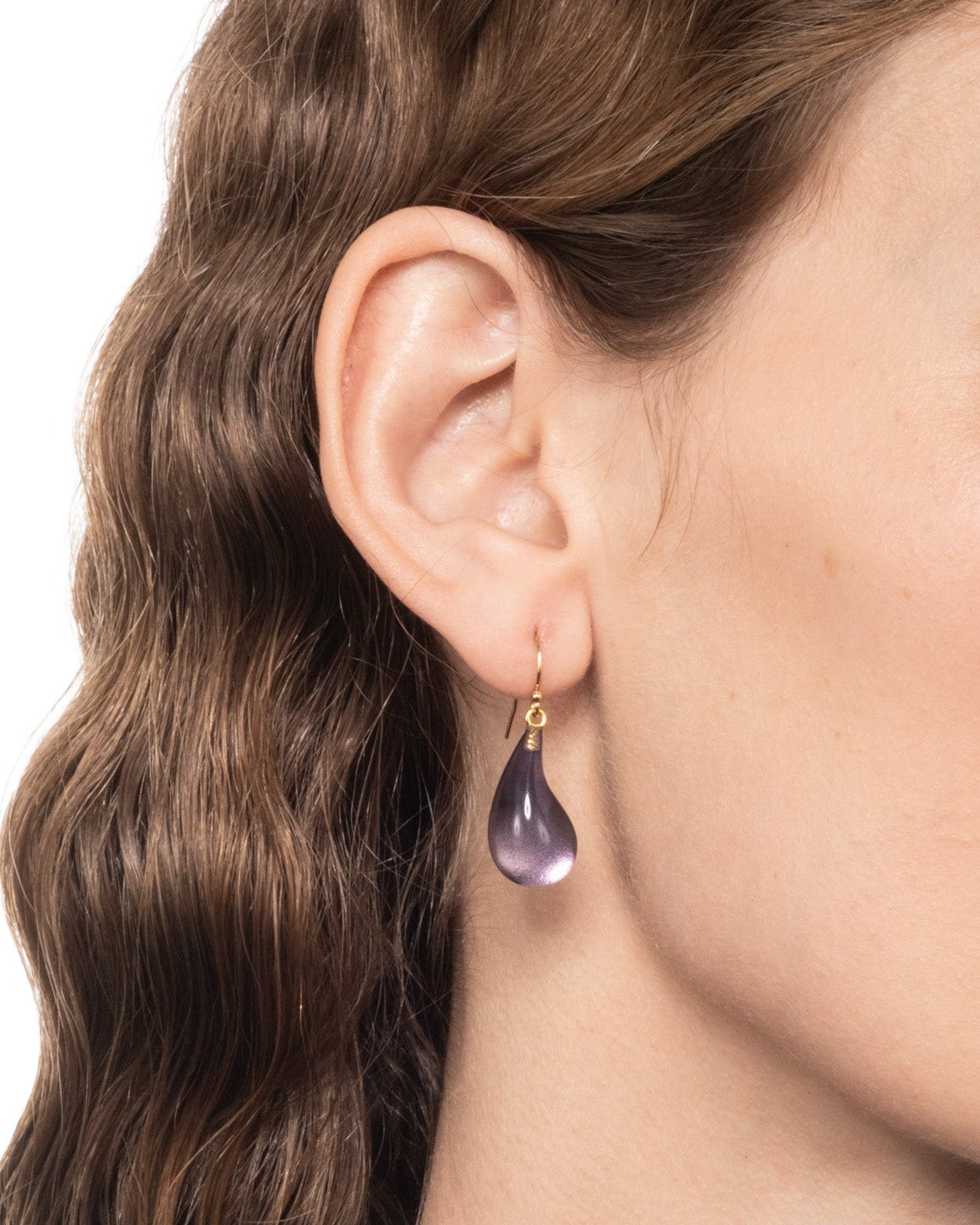Lucite Dewdrop Earring- Fig - Photo 2