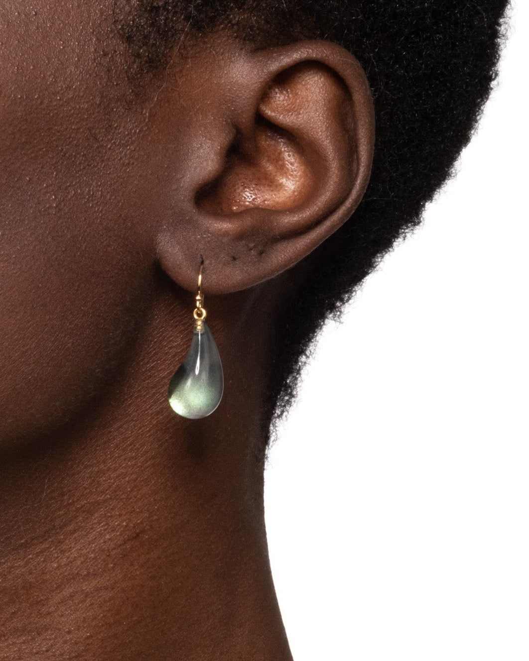 Lucite Dewdrop Earring- Scarab Green - Photo 2