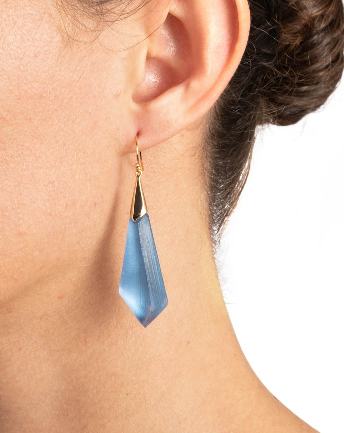Lucite Faceted Wire Earring- Light Lapis - Photo 2
