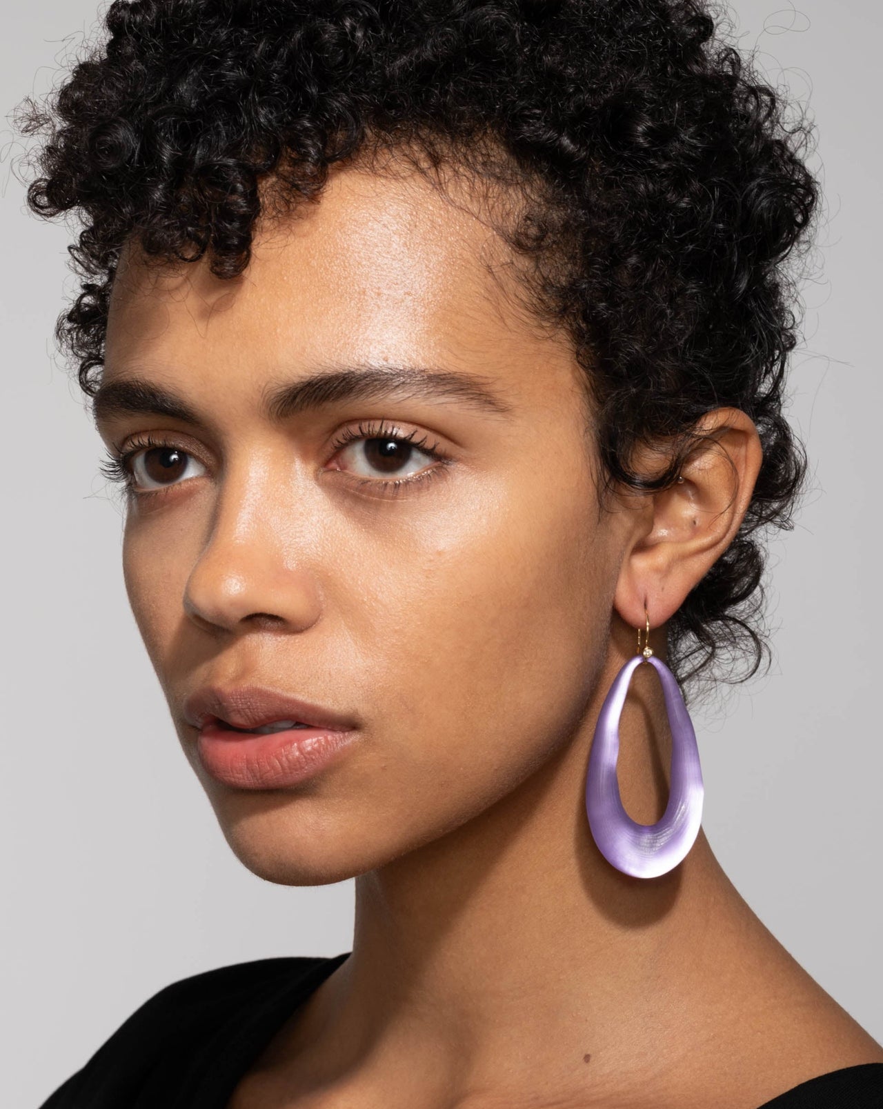 Lucite Link Wire Earring- Amethyst - Photo 2