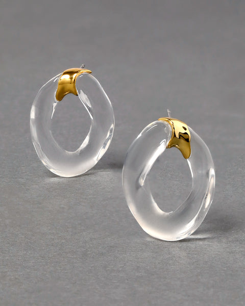 Alexis Bittar Lucite Front Back Double Drop Earrings - Gold/Clear