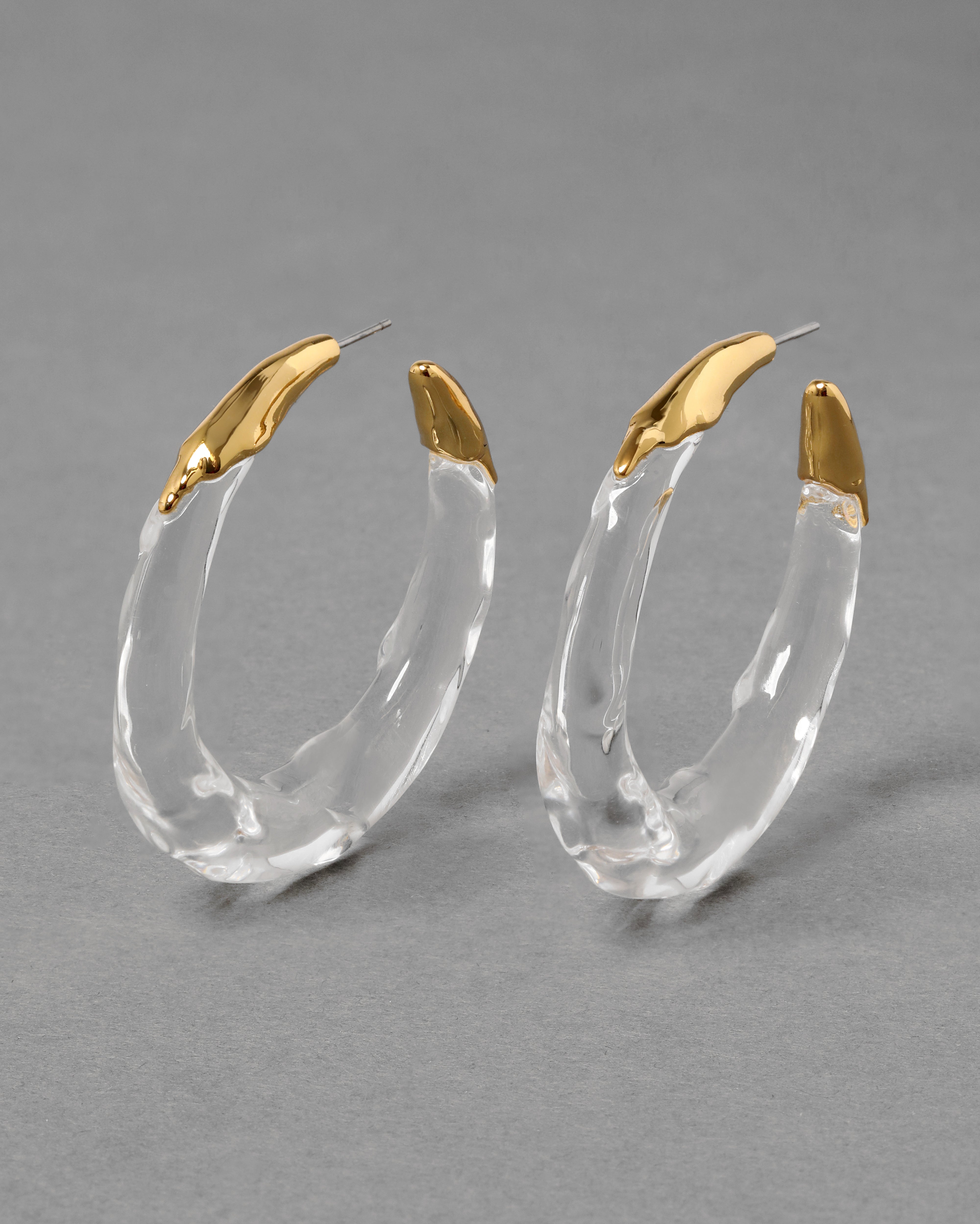 Lucite Molten Hoop Earring Clear